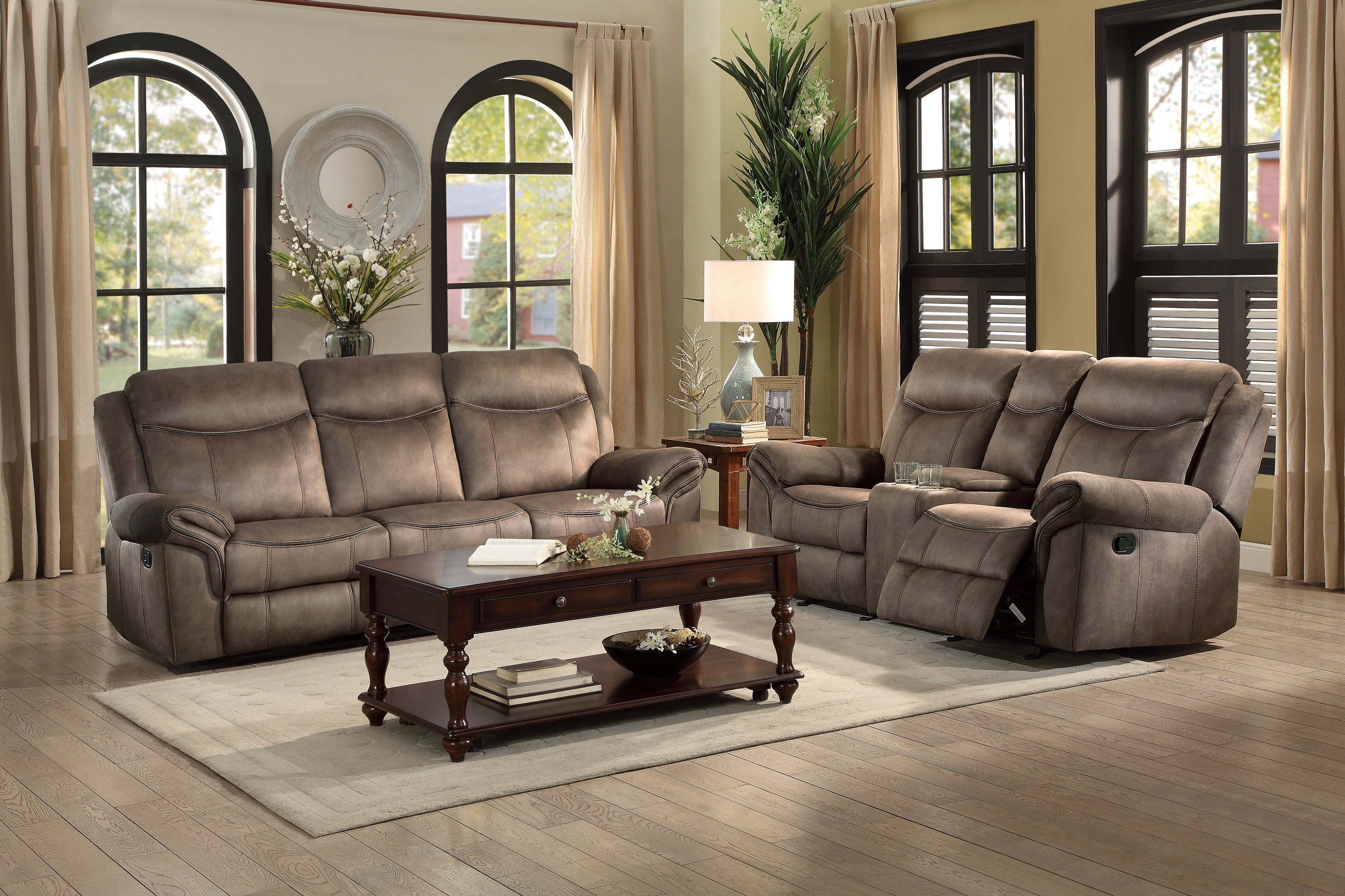 8206NF-2 Double Glider Reclining Loveseat with Center Console, Receptacles and USB Ports - 8206NF-2 - Bien Home Furniture & Electronics