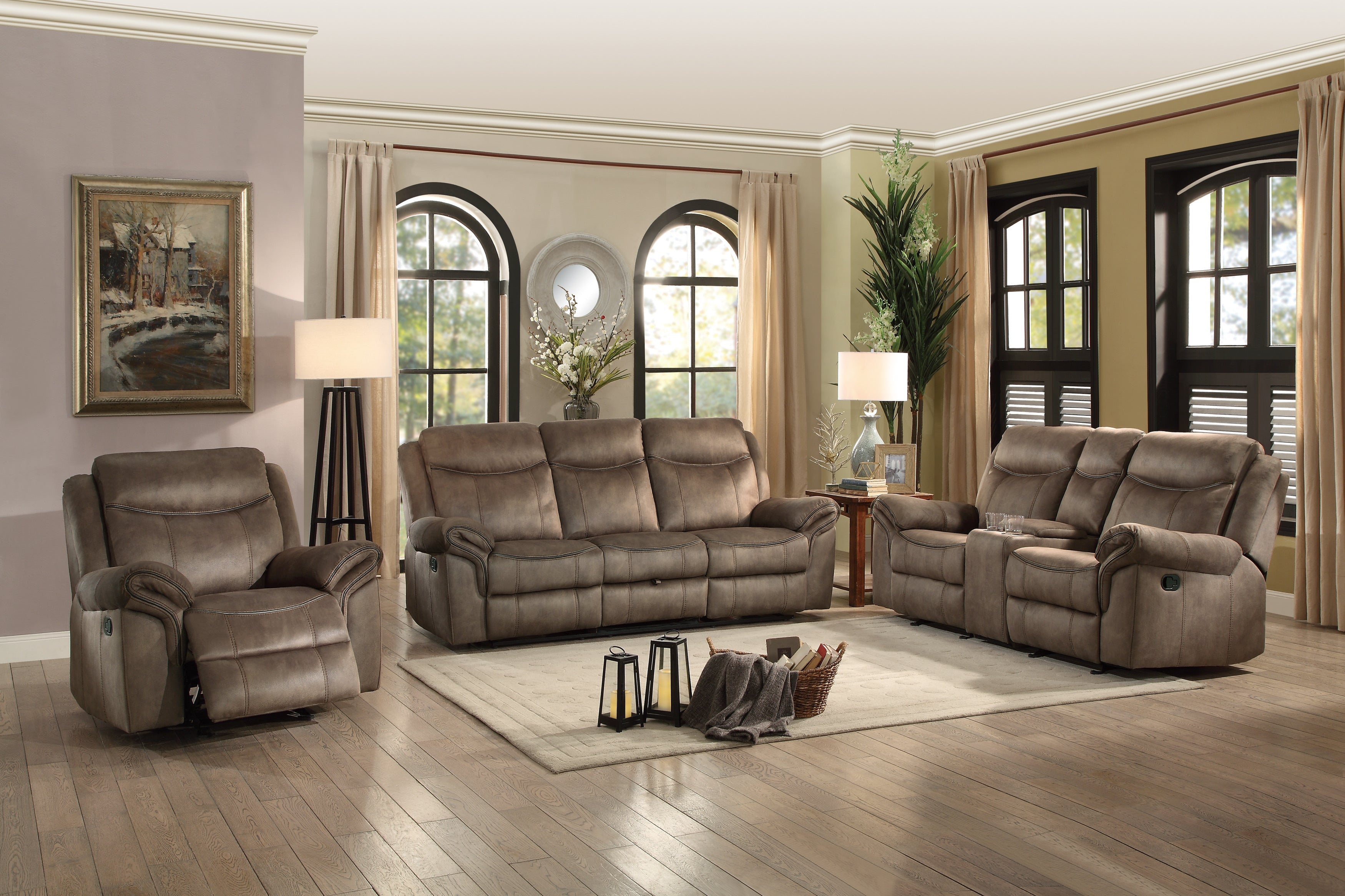 8206NF-2 Double Glider Reclining Loveseat with Center Console, Receptacles and USB Ports - 8206NF-2 - Bien Home Furniture & Electronics