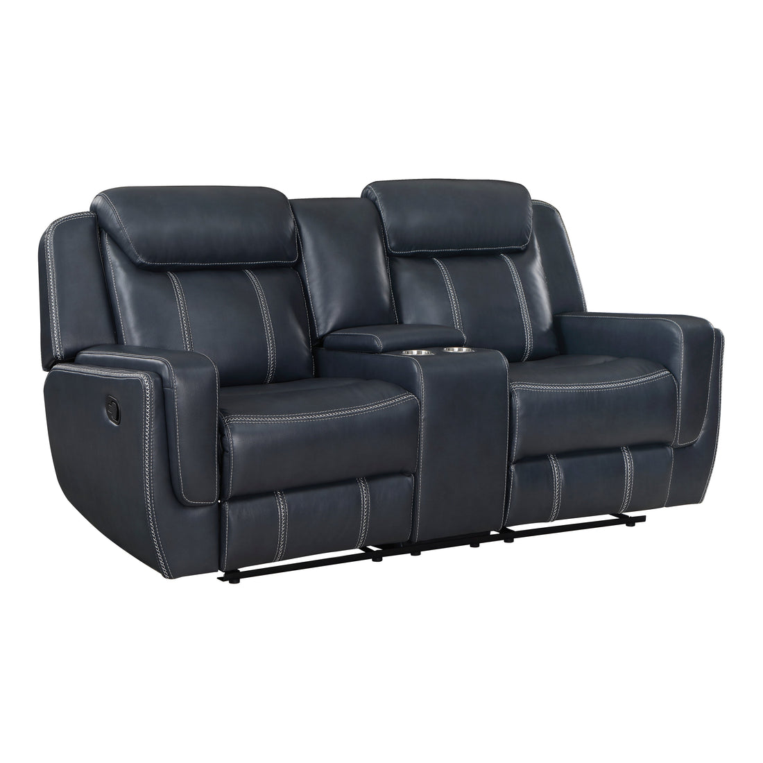 8516BU-2 Double Reclining Love Seat with Center Console, Receptacles and USB Ports - 8516BU-2 - Bien Home Furniture &amp; Electronics