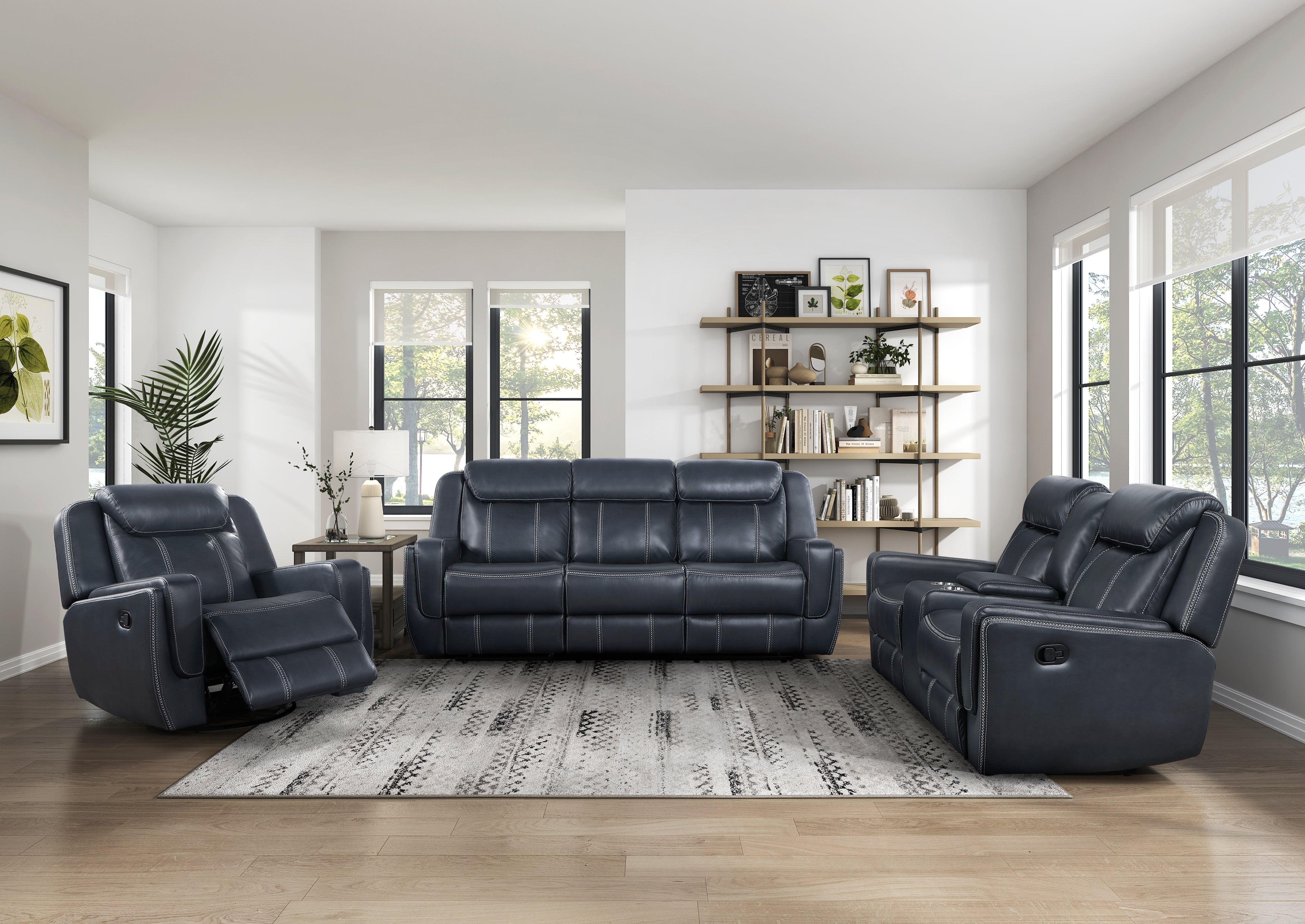 8516BU-2 Double Reclining Love Seat with Center Console, Receptacles and USB Ports - 8516BU-2 - Bien Home Furniture & Electronics
