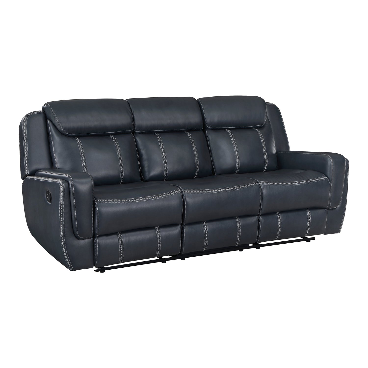 8516BU-3 Double Reclining Sofa with Center Drop-Down Cup Holders, Magazine bag, Receptacles and USB Ports - 8516BU-3 - Bien Home Furniture & Electronics