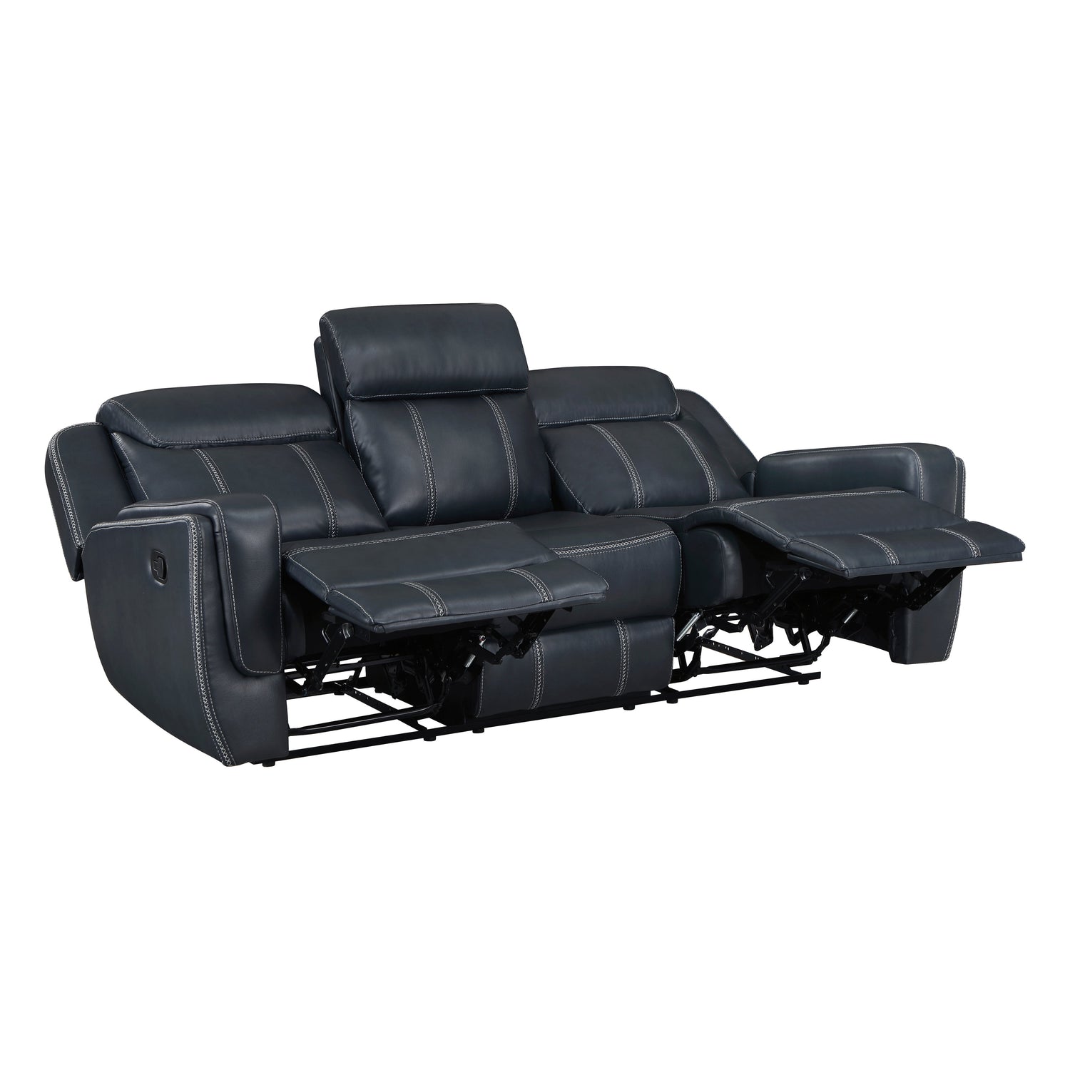 8516BU-3 Double Reclining Sofa with Center Drop-Down Cup Holders, Magazine bag, Receptacles and USB Ports - 8516BU-3 - Bien Home Furniture & Electronics