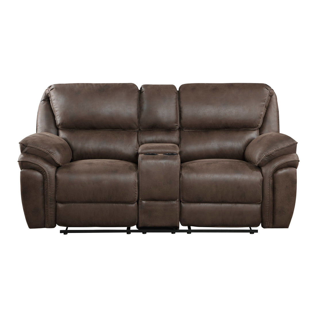 8517BRW-2 Double Reclining Love Seat with Center Console - 8517BRW-2 - Bien Home Furniture &amp; Electronics