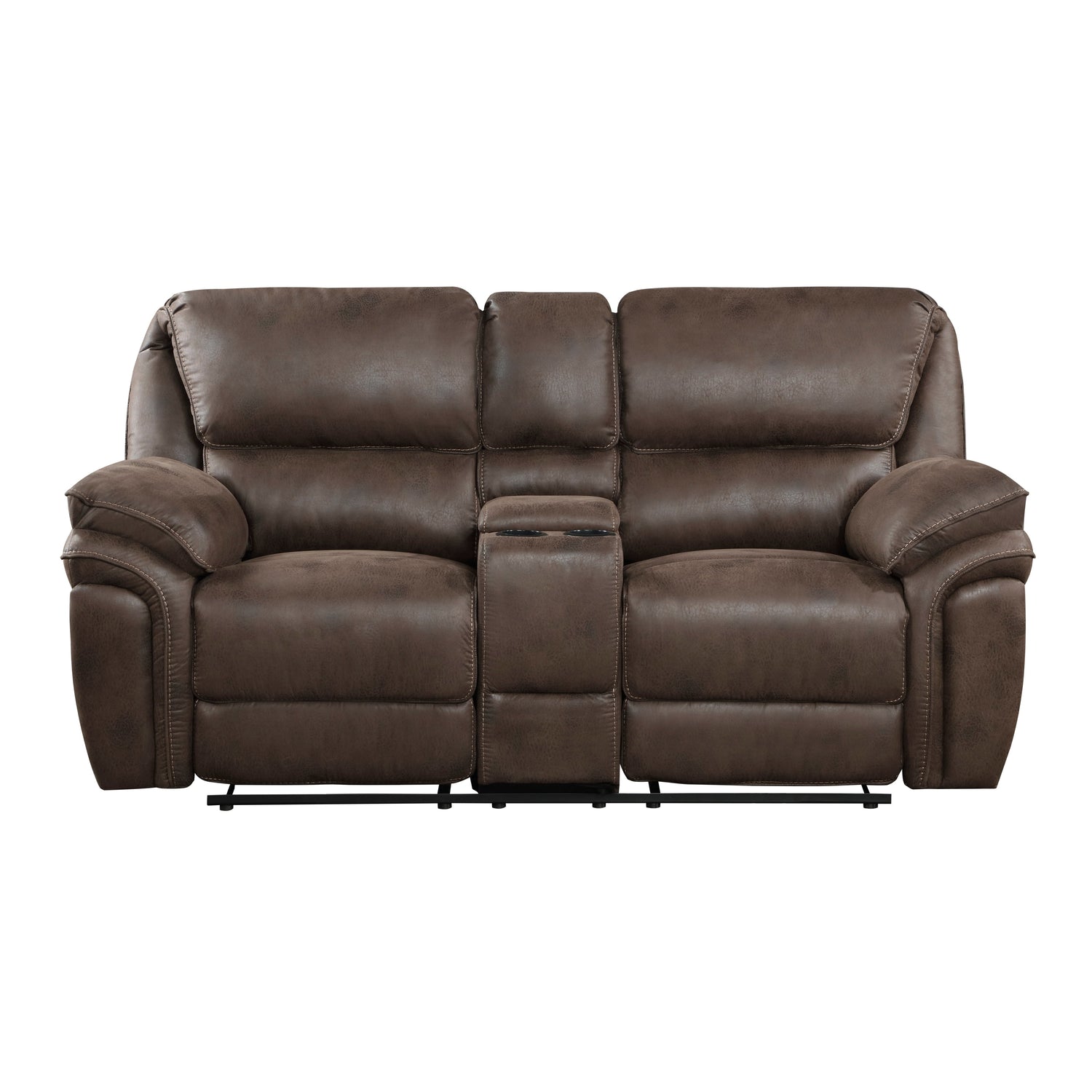 8517BRW-2 Double Reclining Love Seat with Center Console - 8517BRW-2 - Bien Home Furniture & Electronics
