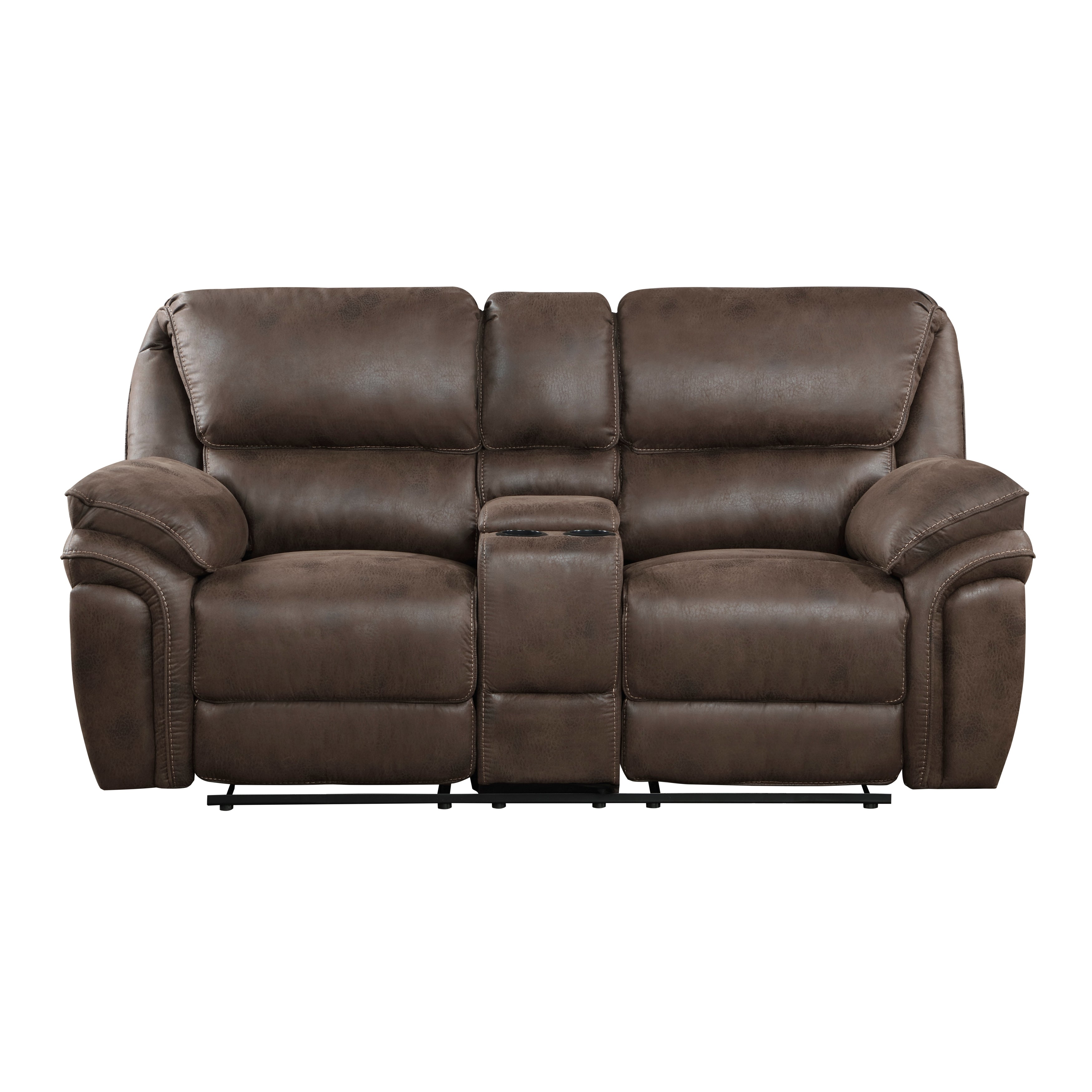8517BRW-2 Double Reclining Love Seat with Center Console - 8517BRW-2 - Bien Home Furniture & Electronics