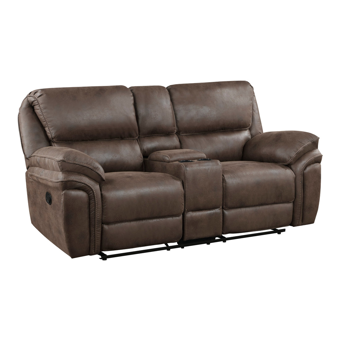 8517BRW-2 Double Reclining Love Seat with Center Console - 8517BRW-2 - Bien Home Furniture &amp; Electronics