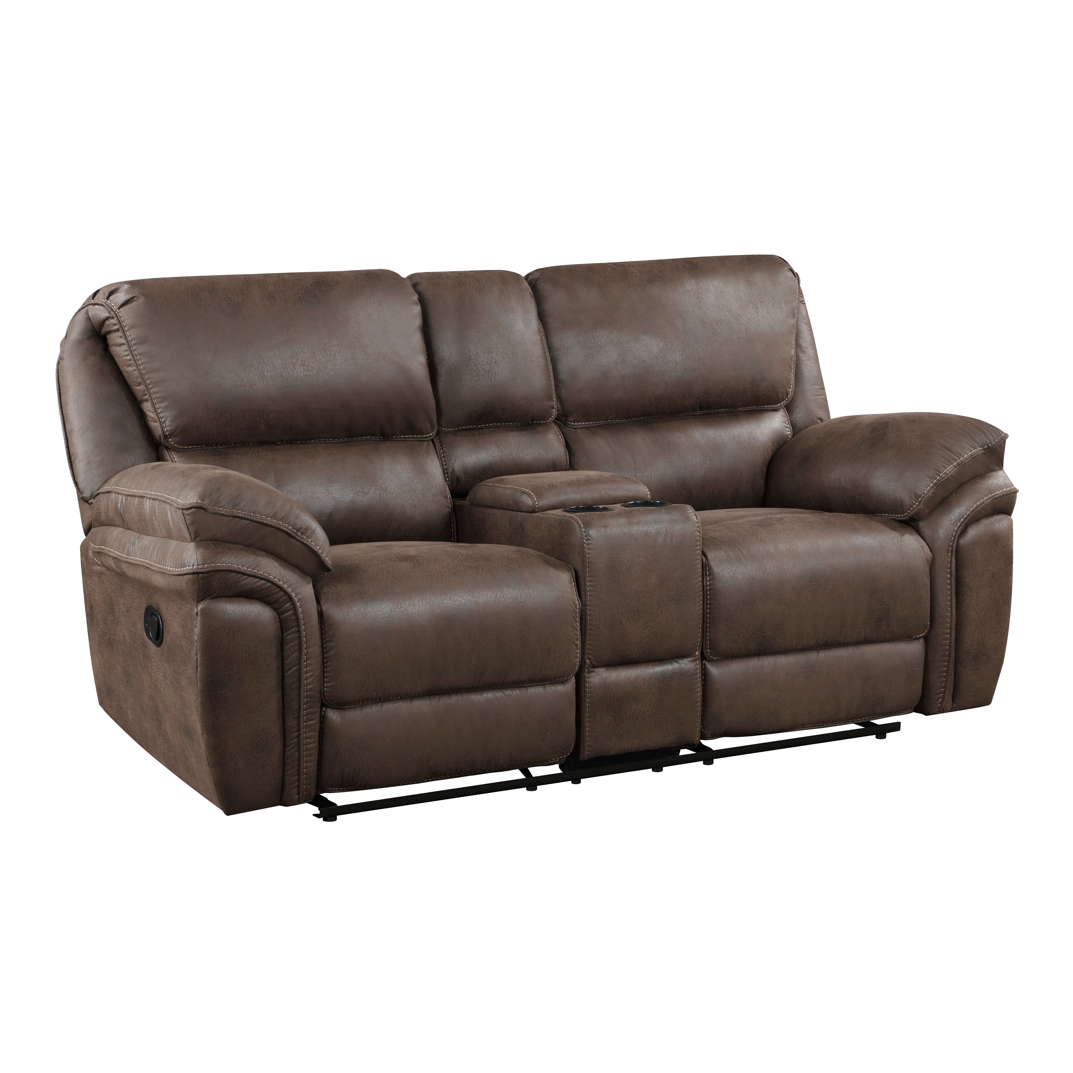 8517BRW-2 Double Reclining Love Seat with Center Console - 8517BRW-2 - Bien Home Furniture & Electronics