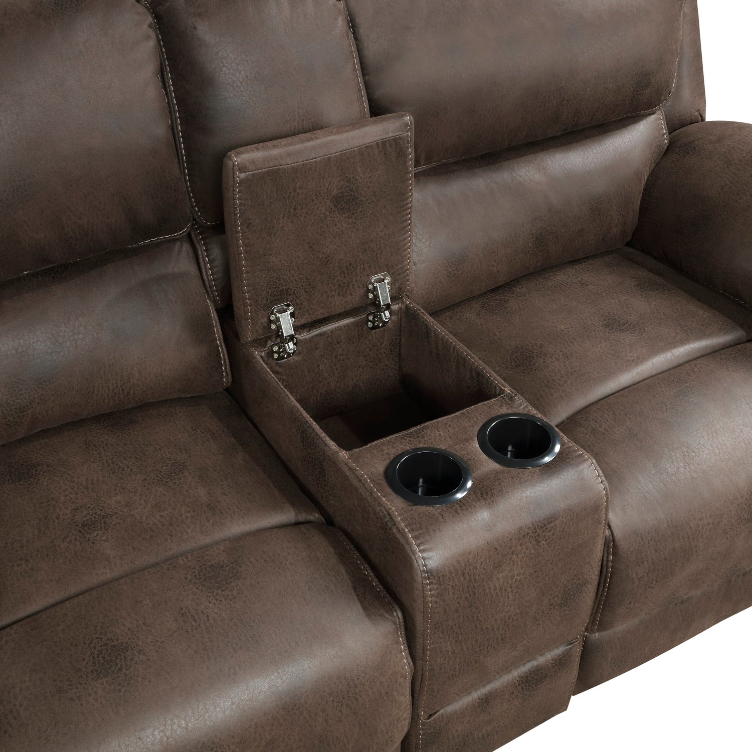 8517BRW-2 Double Reclining Love Seat with Center Console - 8517BRW-2 - Bien Home Furniture & Electronics