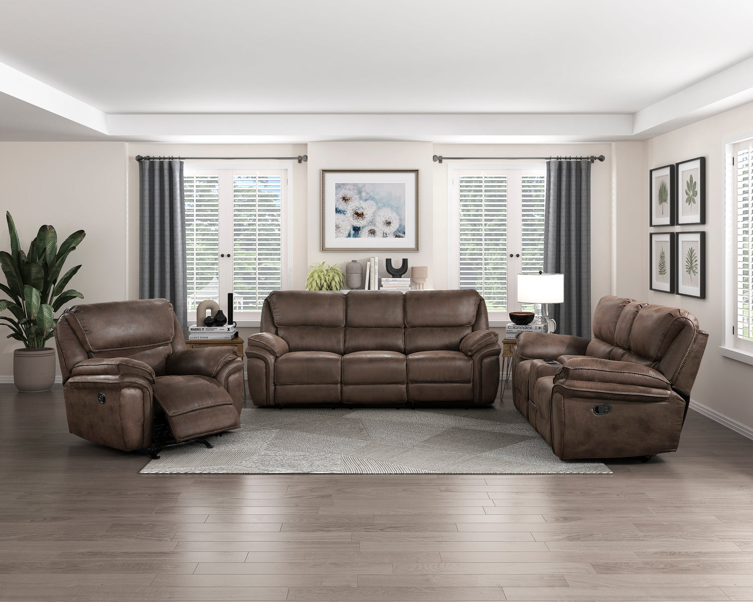 8517BRW-2 Double Reclining Love Seat with Center Console - 8517BRW-2 - Bien Home Furniture & Electronics