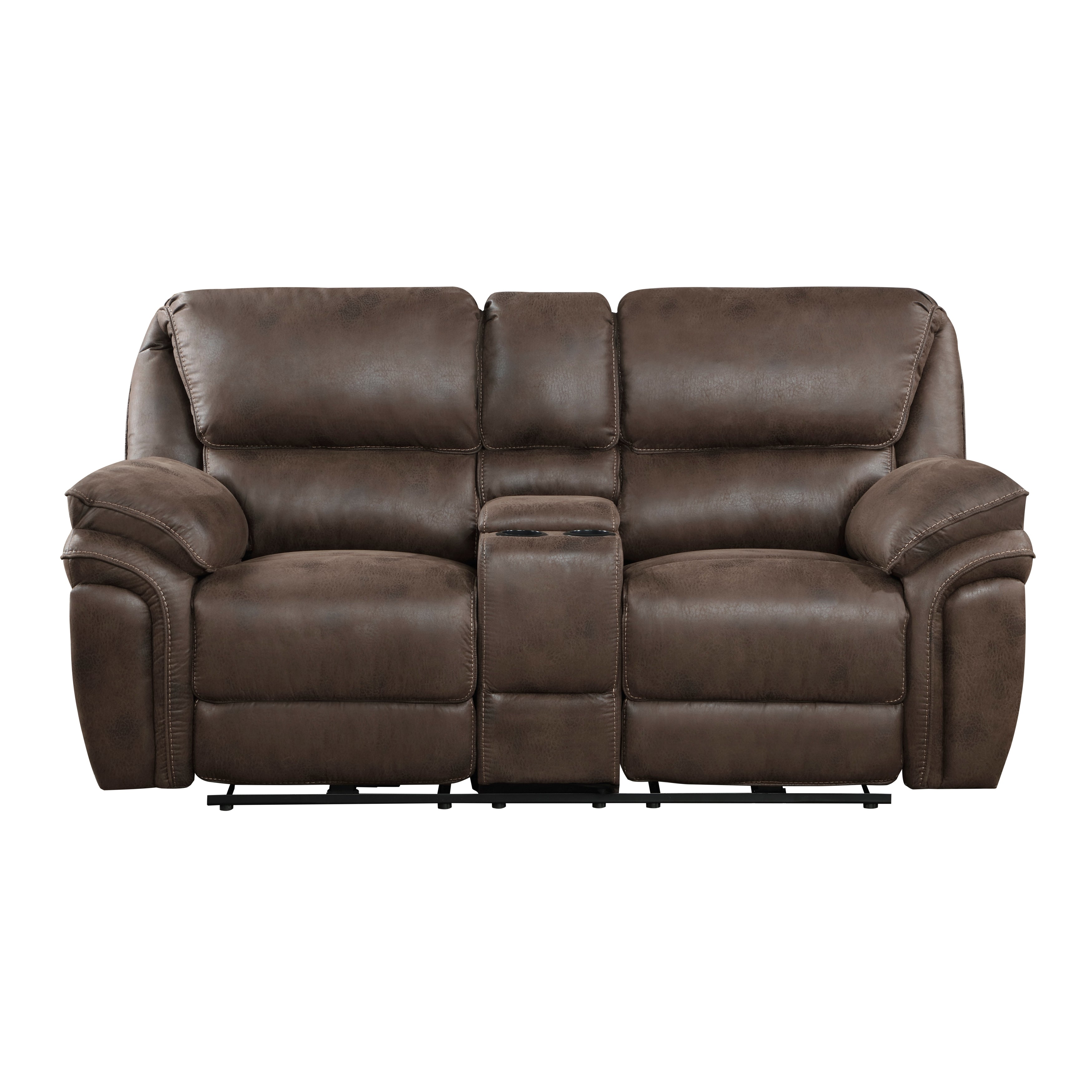 8517BRW-2PW Power Double Reclining Love Seat with Center Console - 8517BRW-2PW - Bien Home Furniture & Electronics