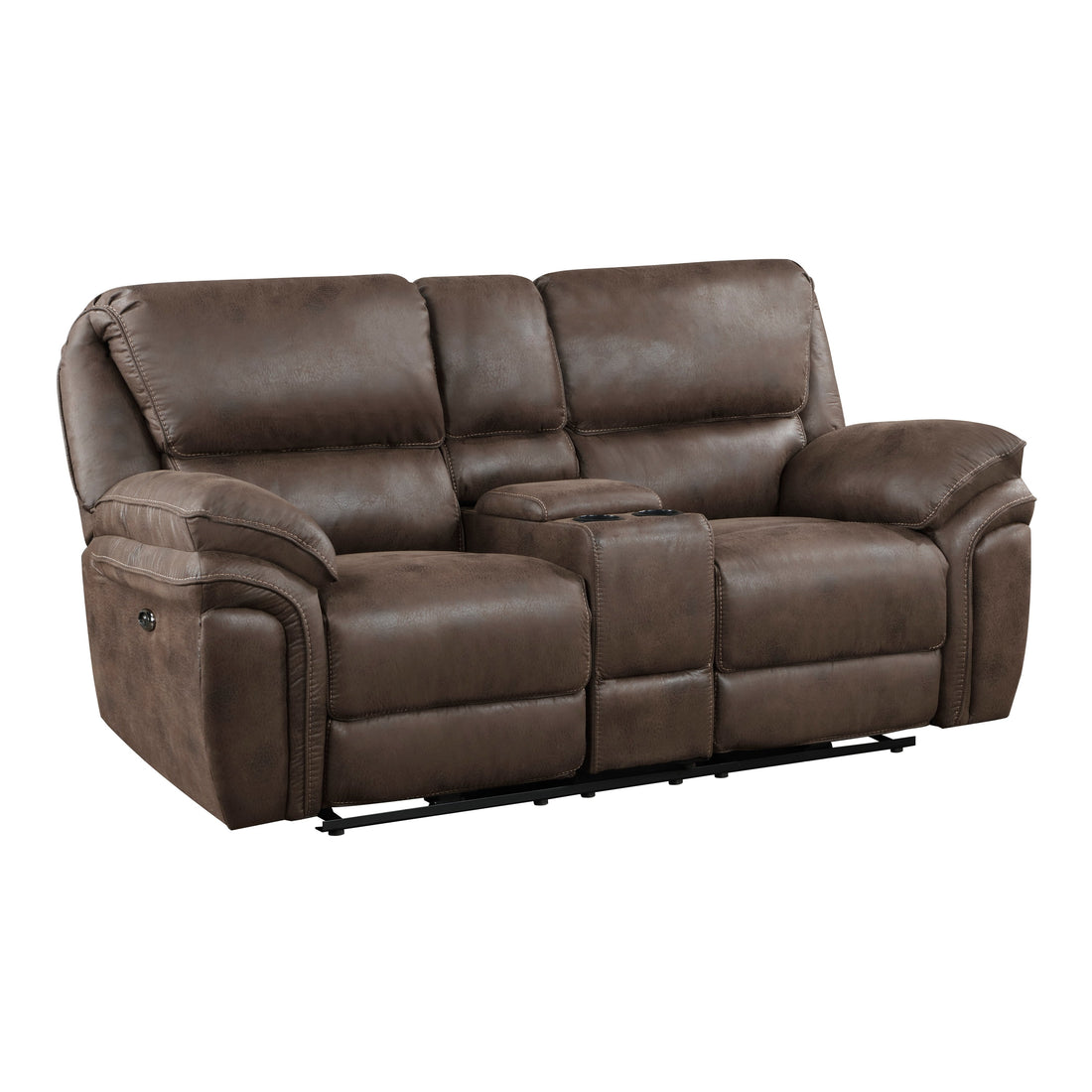 8517BRW-2PW Power Double Reclining Love Seat with Center Console - 8517BRW-2PW - Bien Home Furniture &amp; Electronics