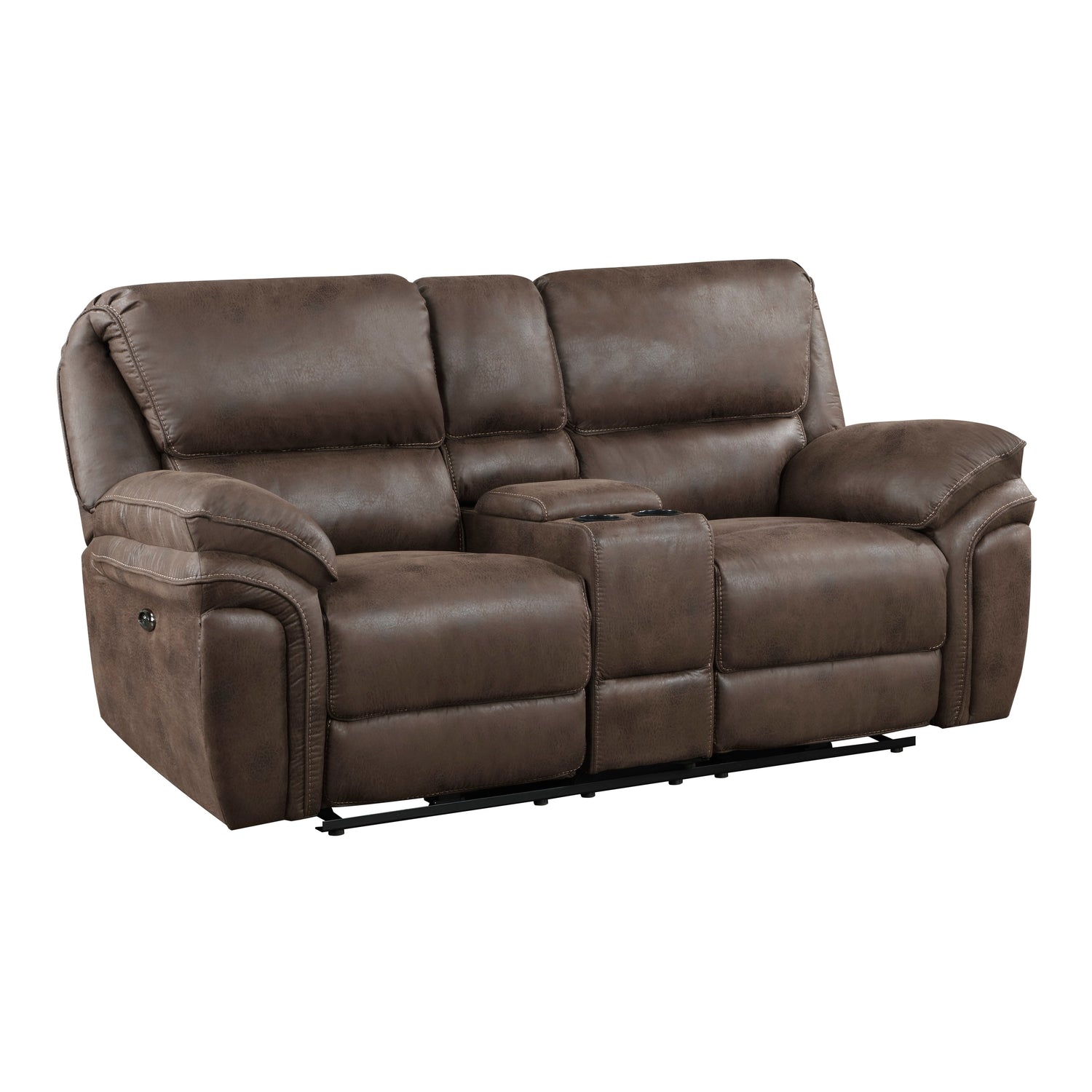 8517BRW-2PW Power Double Reclining Love Seat with Center Console - 8517BRW-2PW - Bien Home Furniture & Electronics