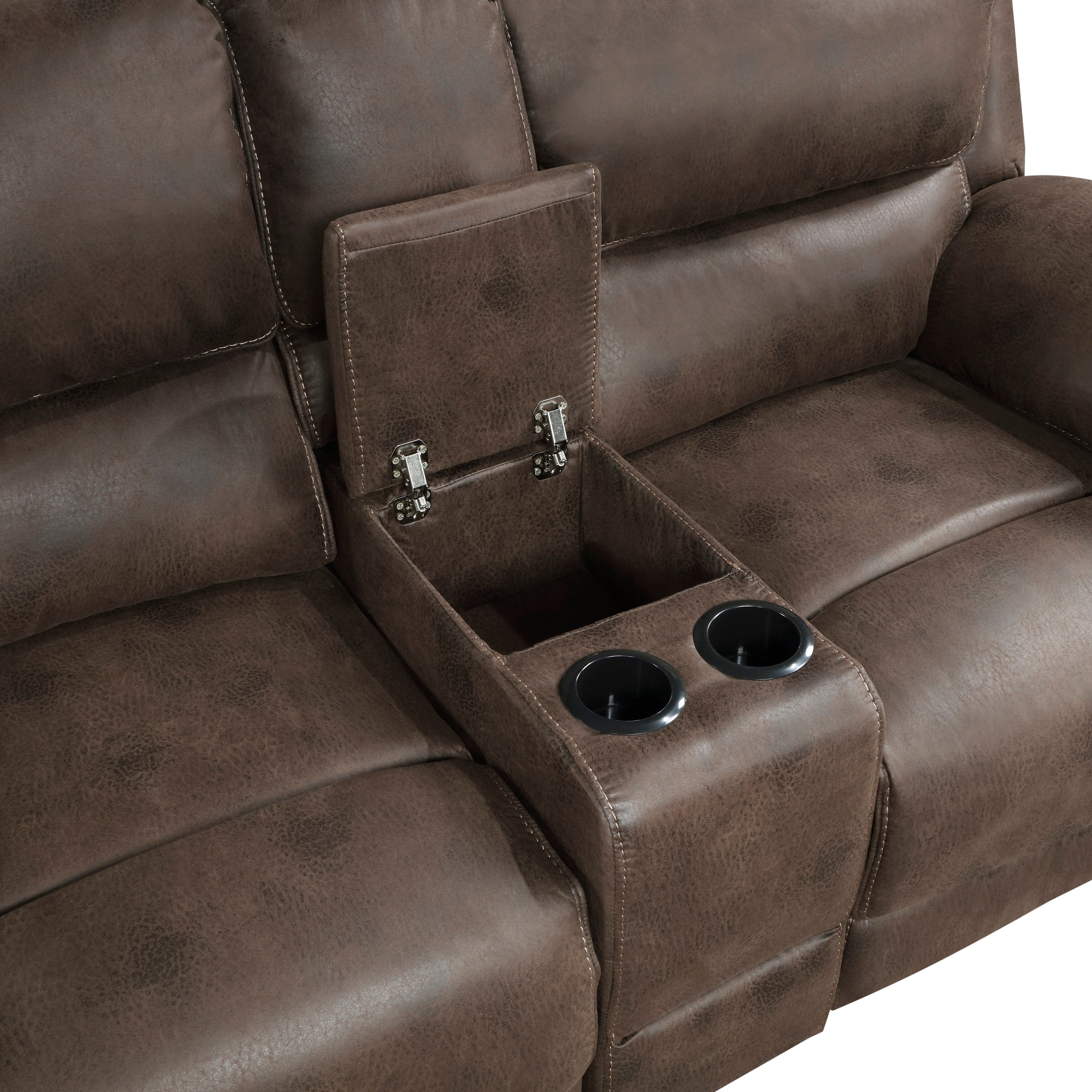 8517BRW-2PW Power Double Reclining Love Seat with Center Console - 8517BRW-2PW - Bien Home Furniture & Electronics