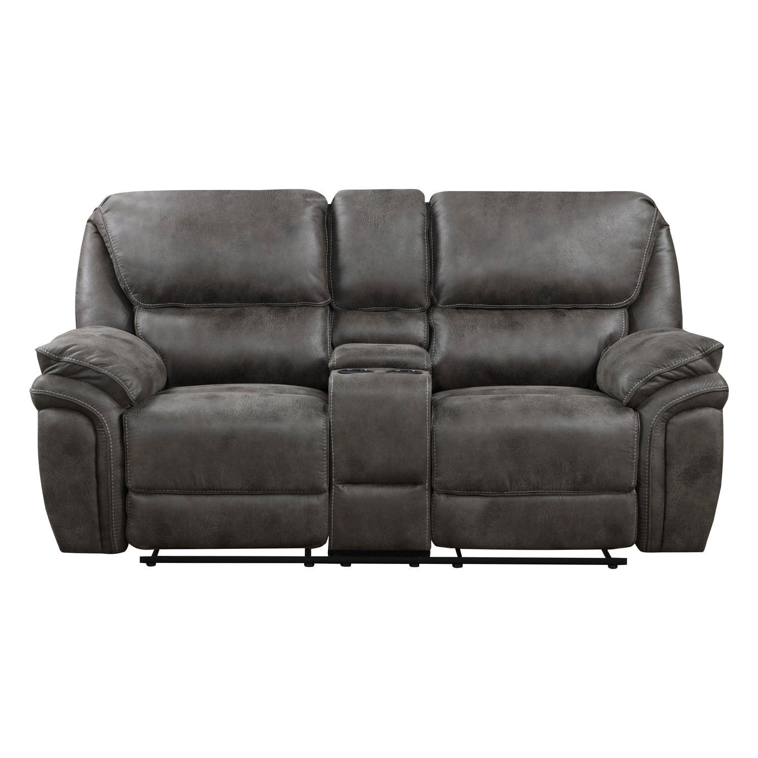 8517GRY-2 Double Reclining Love Seat with Center Console - 8517GRY-2 - Bien Home Furniture & Electronics