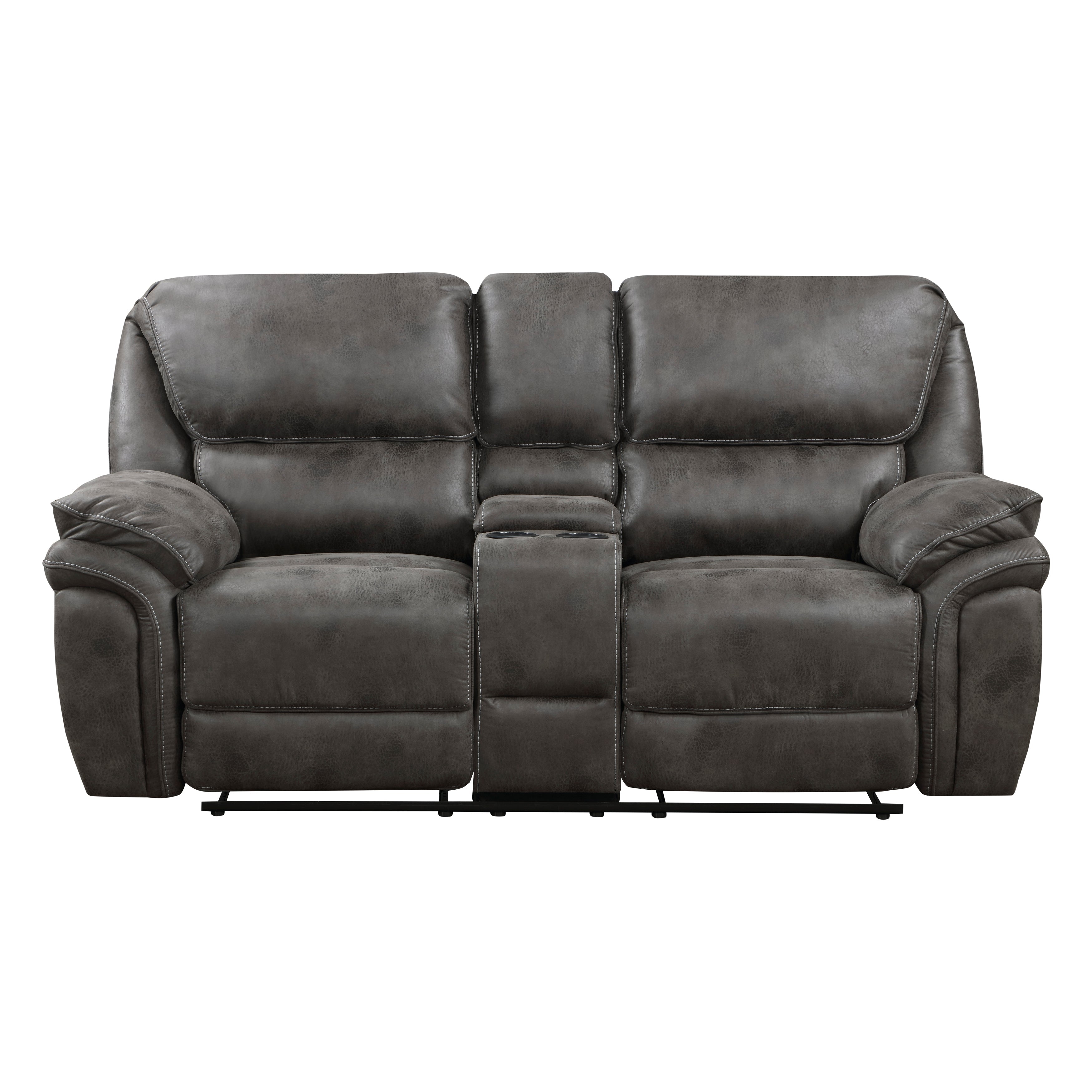 8517GRY-2 Double Reclining Love Seat with Center Console - 8517GRY-2 - Bien Home Furniture & Electronics