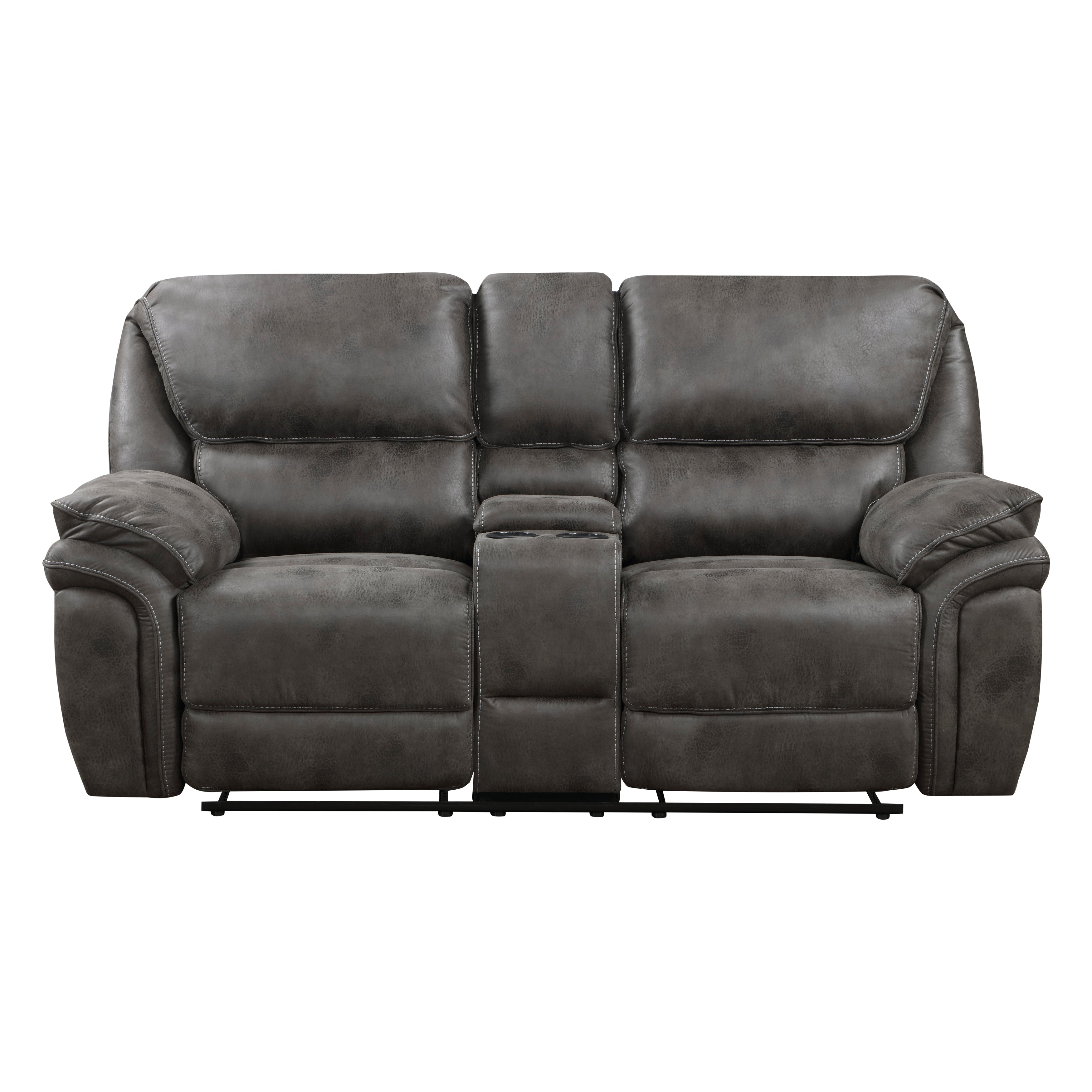 8517GRY-2 Double Reclining Love Seat with Center Console - 8517GRY-2 - Bien Home Furniture &amp; Electronics