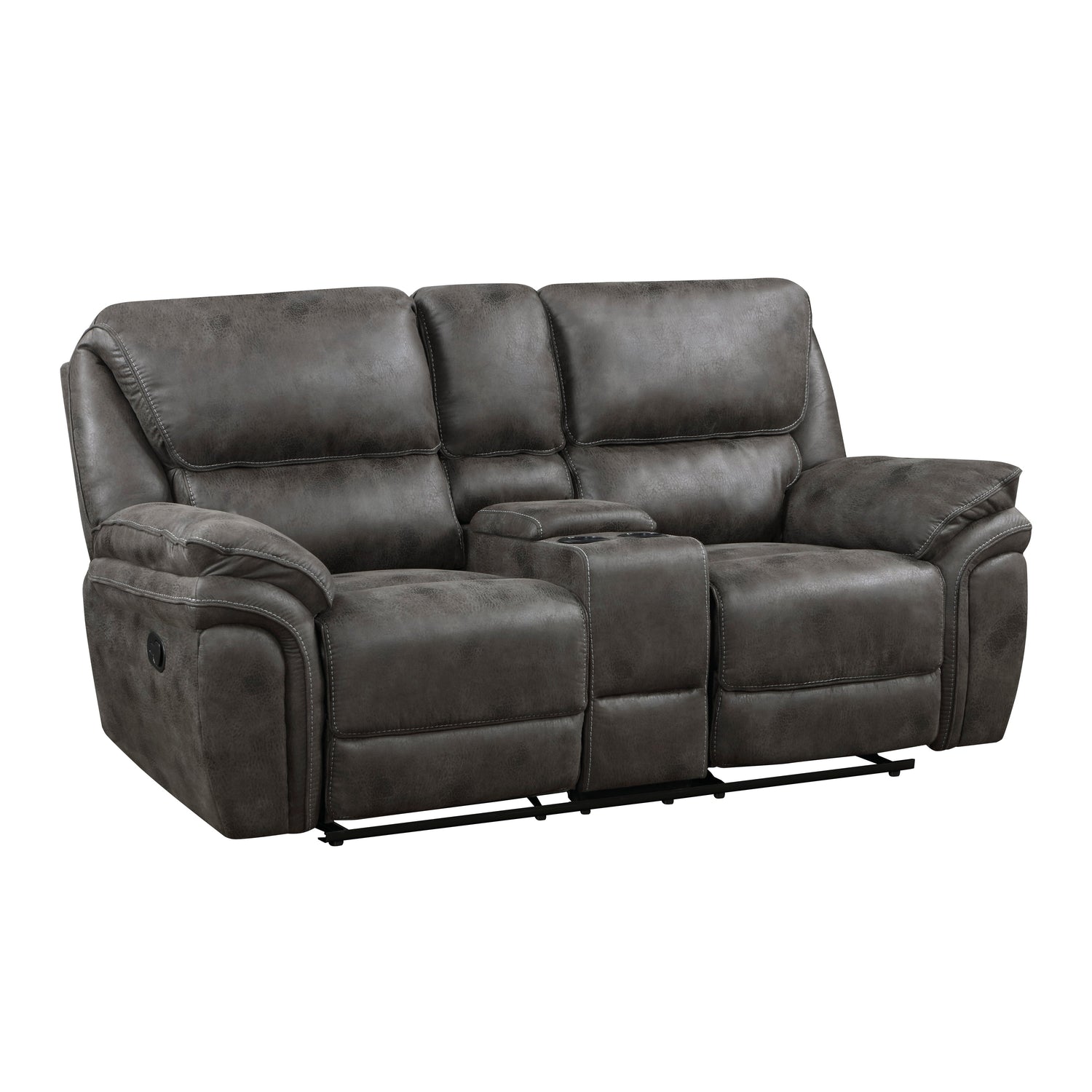 8517GRY-2 Double Reclining Love Seat with Center Console - 8517GRY-2 - Bien Home Furniture & Electronics