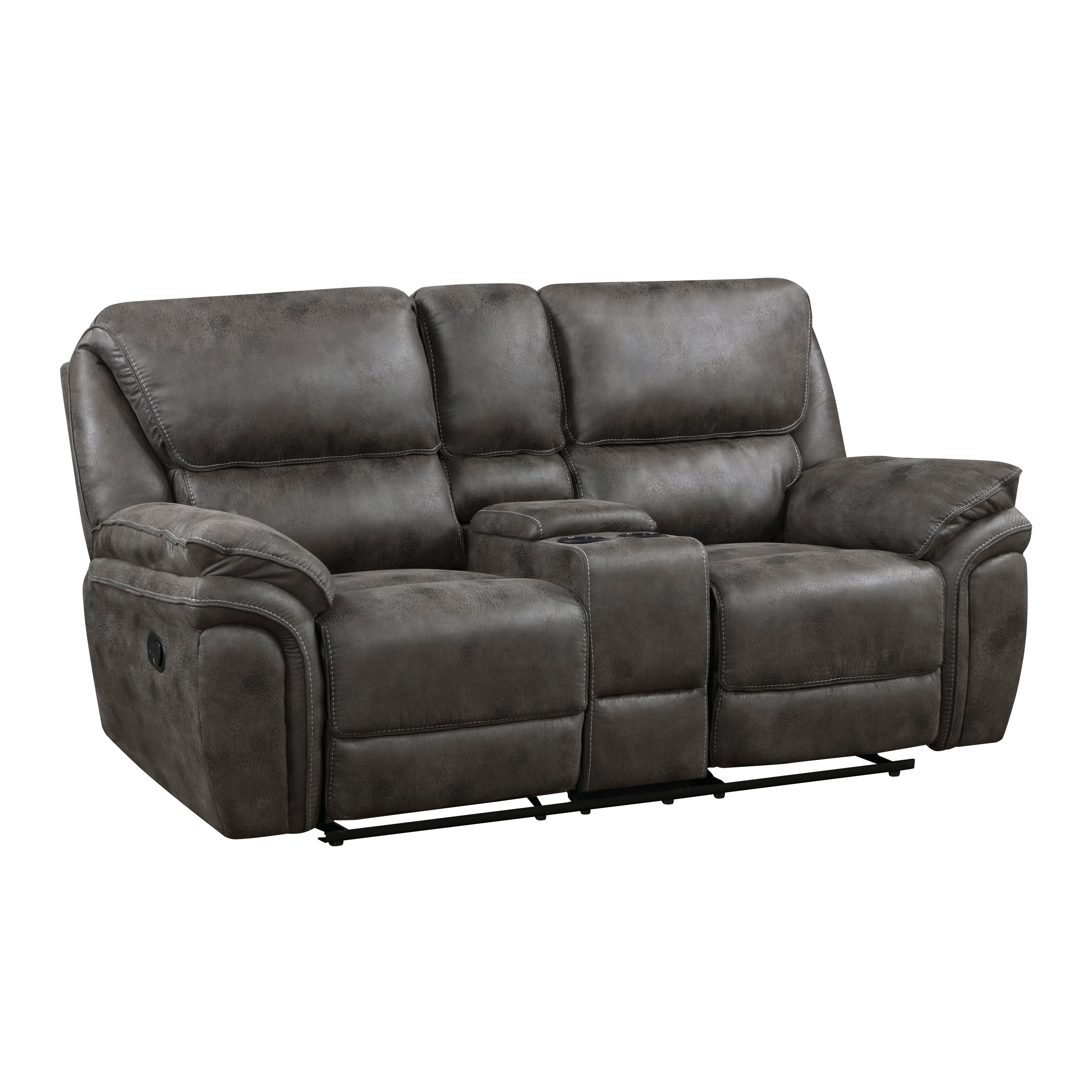 8517GRY-2 Double Reclining Love Seat with Center Console - 8517GRY-2 - Bien Home Furniture & Electronics