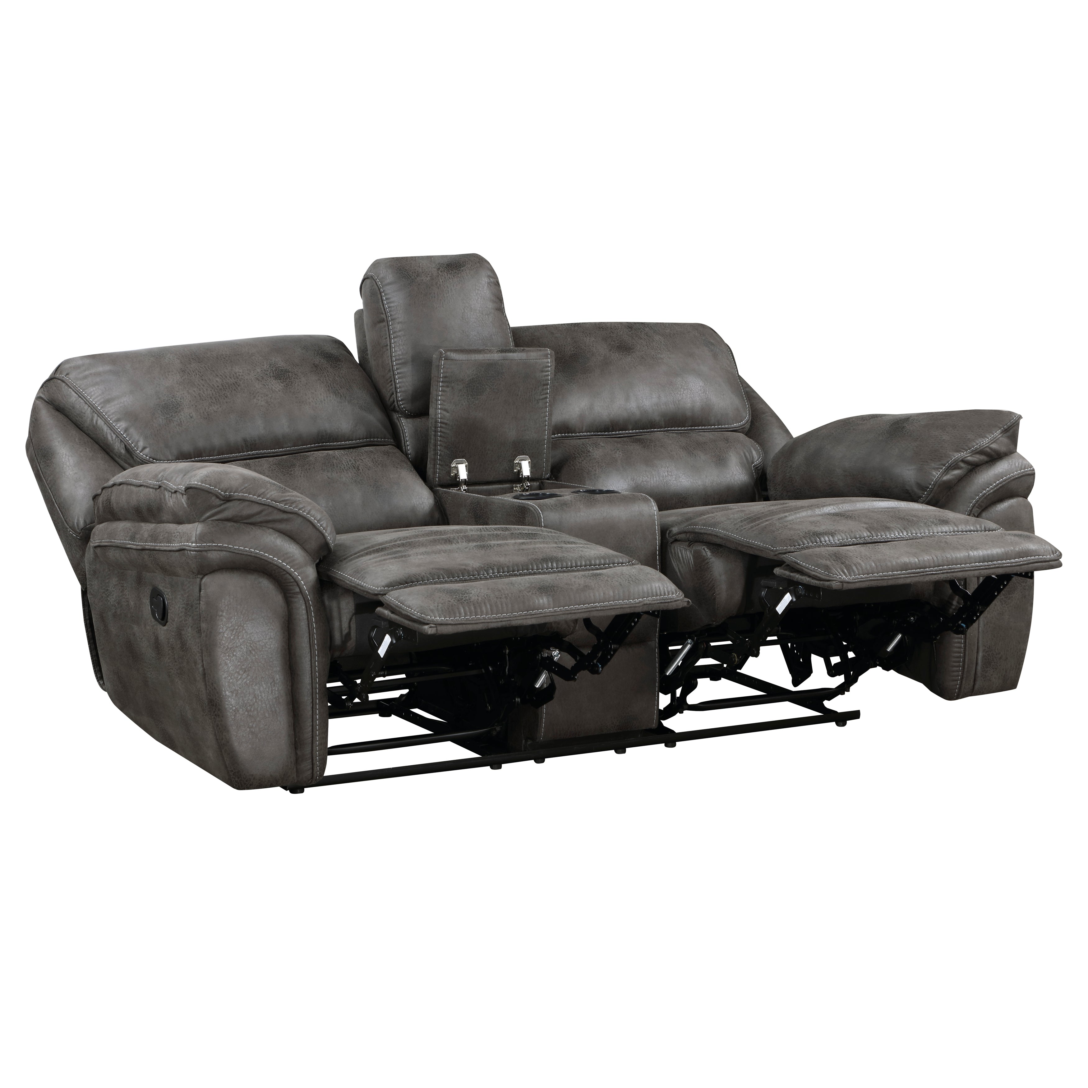 8517GRY-2 Double Reclining Love Seat with Center Console - 8517GRY-2 - Bien Home Furniture & Electronics