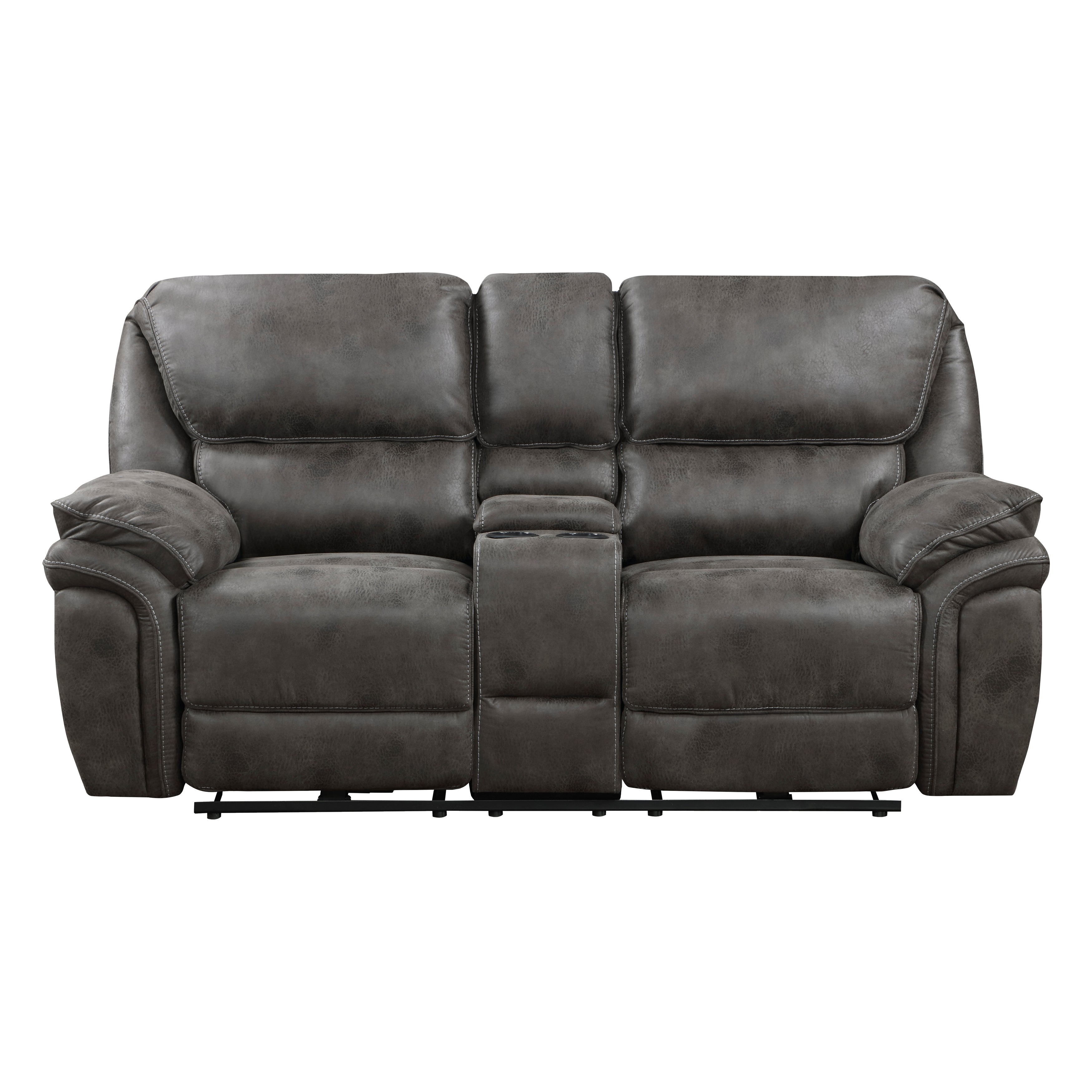 8517GRY-2PW Power Double Reclining Love Seat with Center Console - 8517GRY-2PW - Bien Home Furniture & Electronics