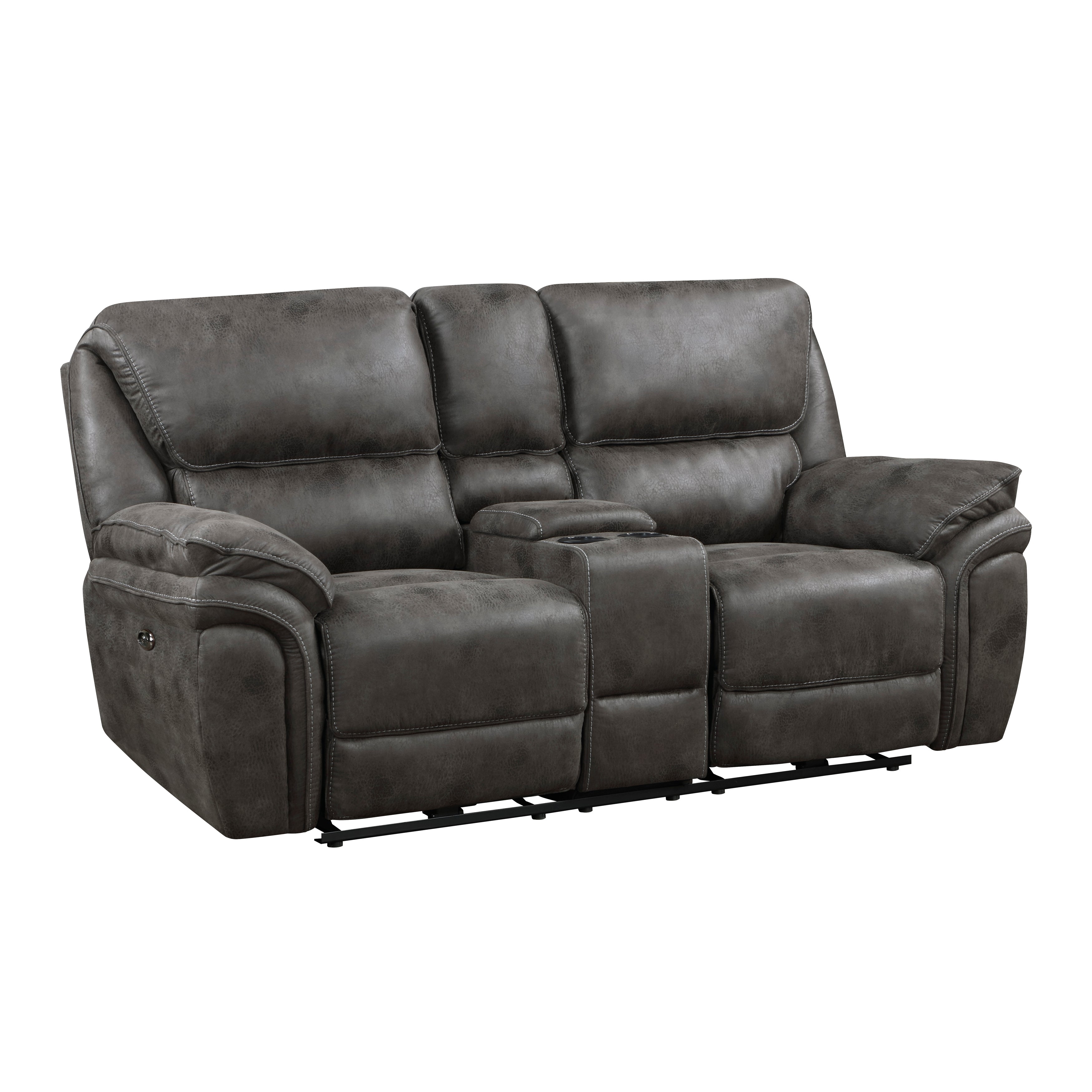 8517GRY-2PW Power Double Reclining Love Seat with Center Console - 8517GRY-2PW - Bien Home Furniture & Electronics