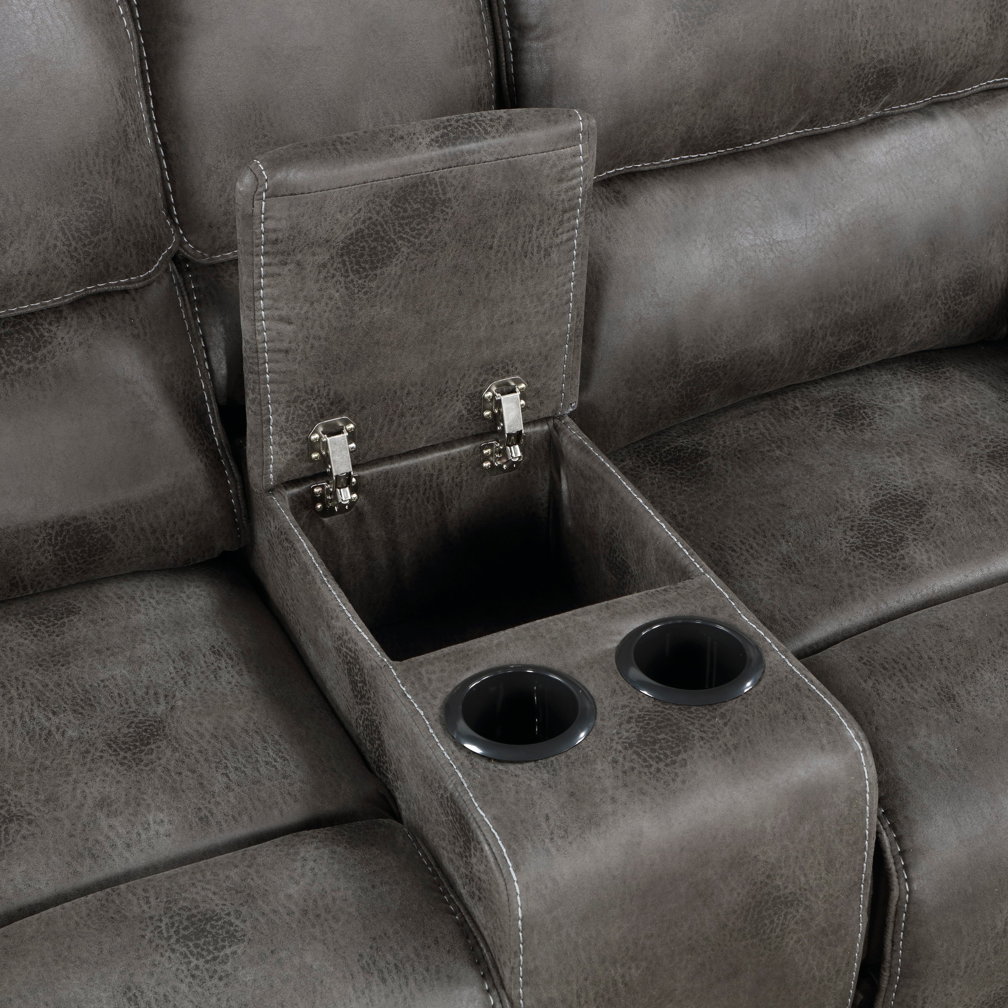 8517GRY-2PW Power Double Reclining Love Seat with Center Console - 8517GRY-2PW - Bien Home Furniture & Electronics