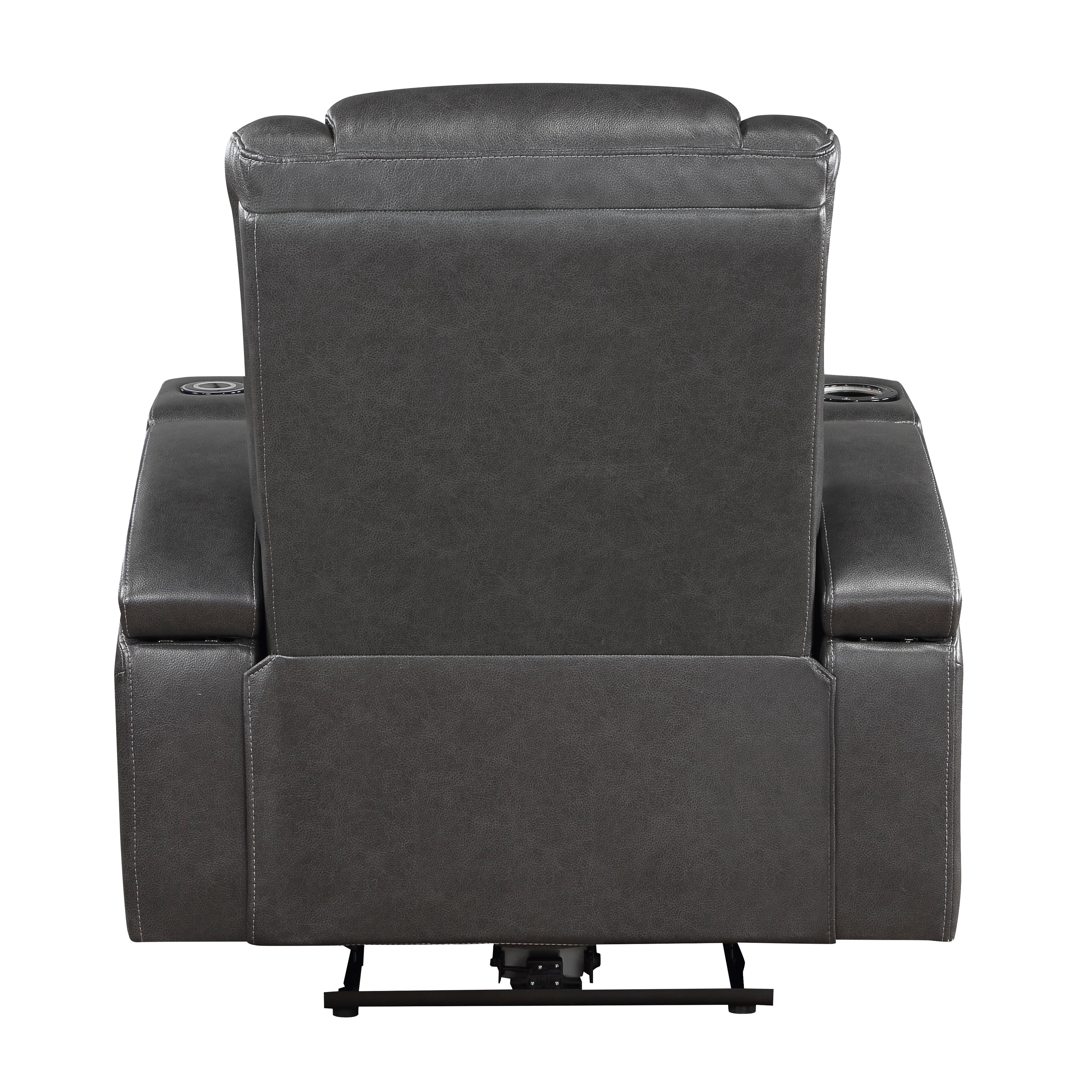 8522GRY-1PW Power Reclining Chair with Wireless Charger, Cooling Cup-Holder, Storage Arms, Speakers, LED Light and USB port - 8522GRY-1PW - Bien Home Furniture & Electronics