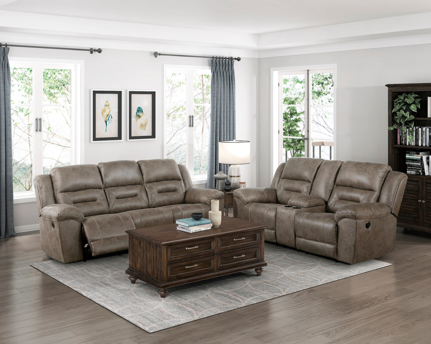 8538BR-2 Double Reclining Love Seat with Center Console - 8538BR-2 - Bien Home Furniture & Electronics