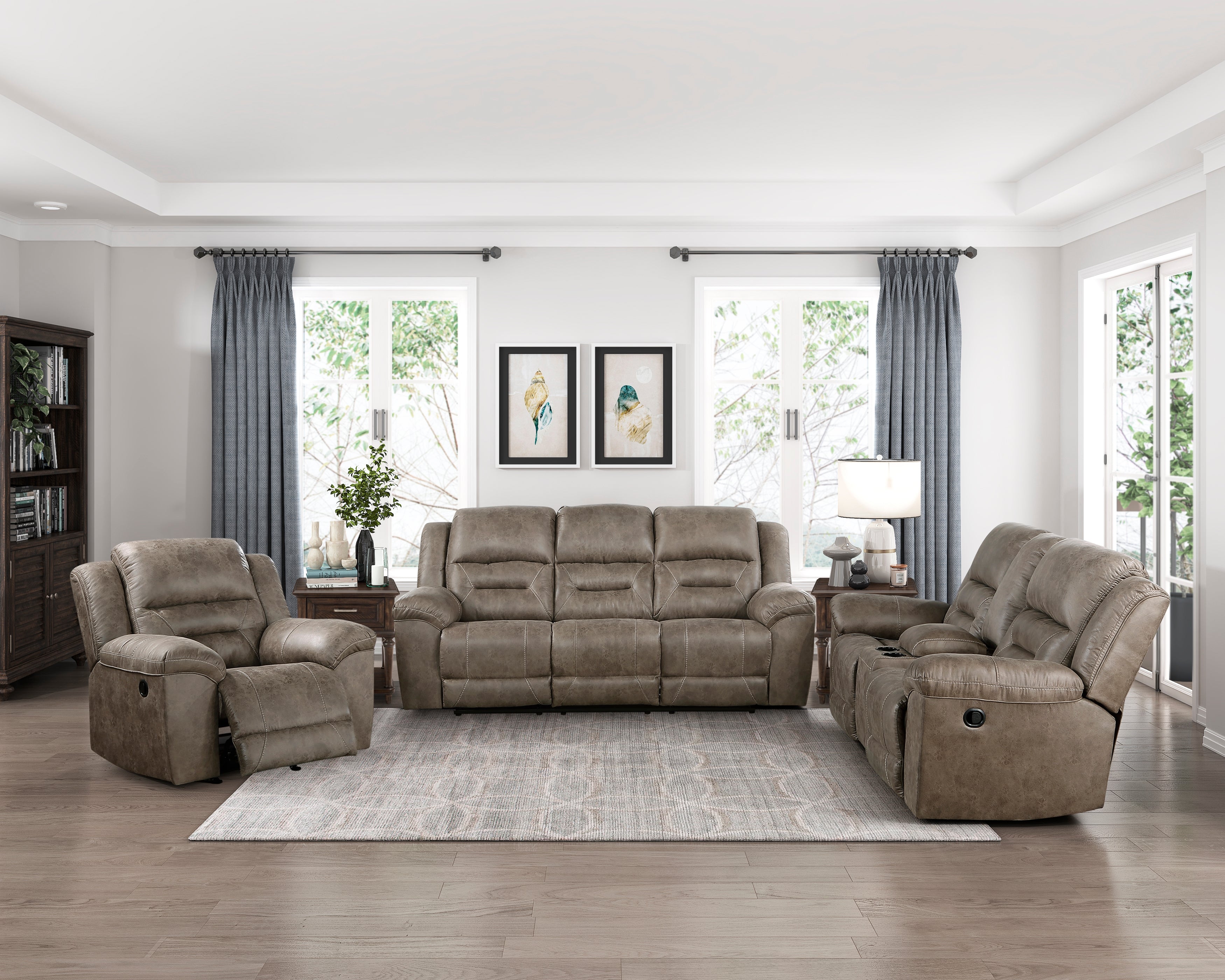 8538BR-2 Double Reclining Love Seat with Center Console - 8538BR-2 - Bien Home Furniture & Electronics