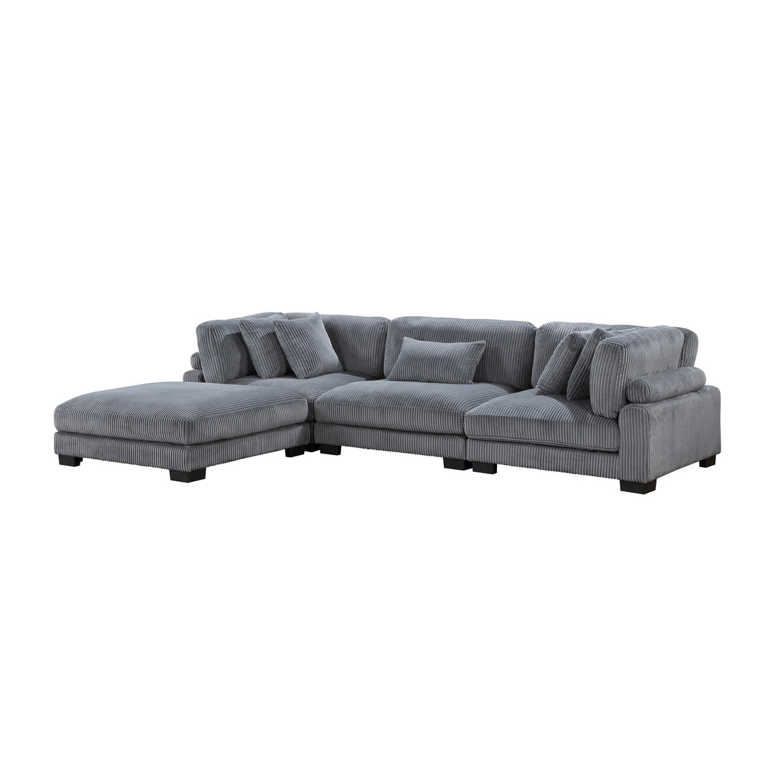 8555GY*4OT (4)4-Piece Modular Sectional with Ottoman - 8555GY*4OT - Bien Home Furniture &amp; Electronics
