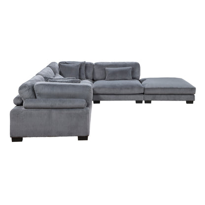 8555GY*5OT (5)5-Piece Modular Sectional with Ottoman - 8555GY*5OT - Bien Home Furniture &amp; Electronics