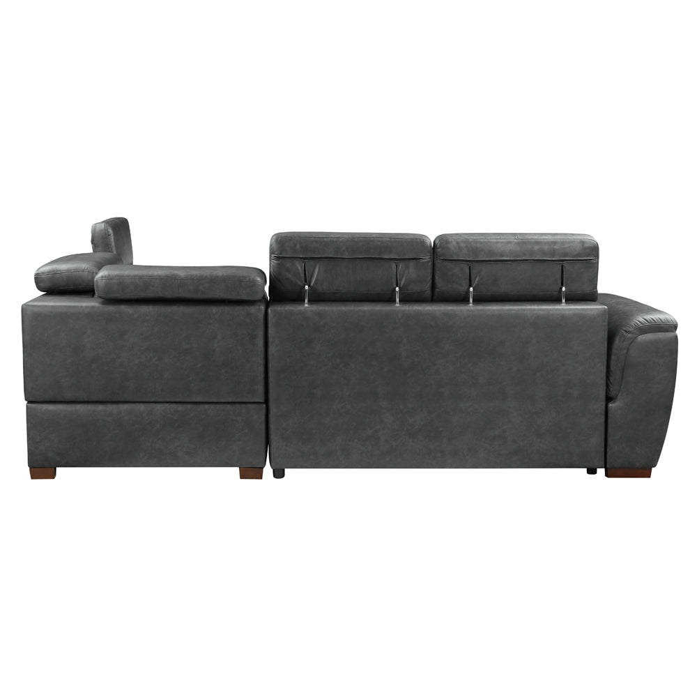 8567GY*SC (2)2-Piece Sectional with Pull-out Bed and Right Chaise with Hidden Storage, Adjustable Headrests - 8567GY*SC - Bien Home Furniture & Electronics