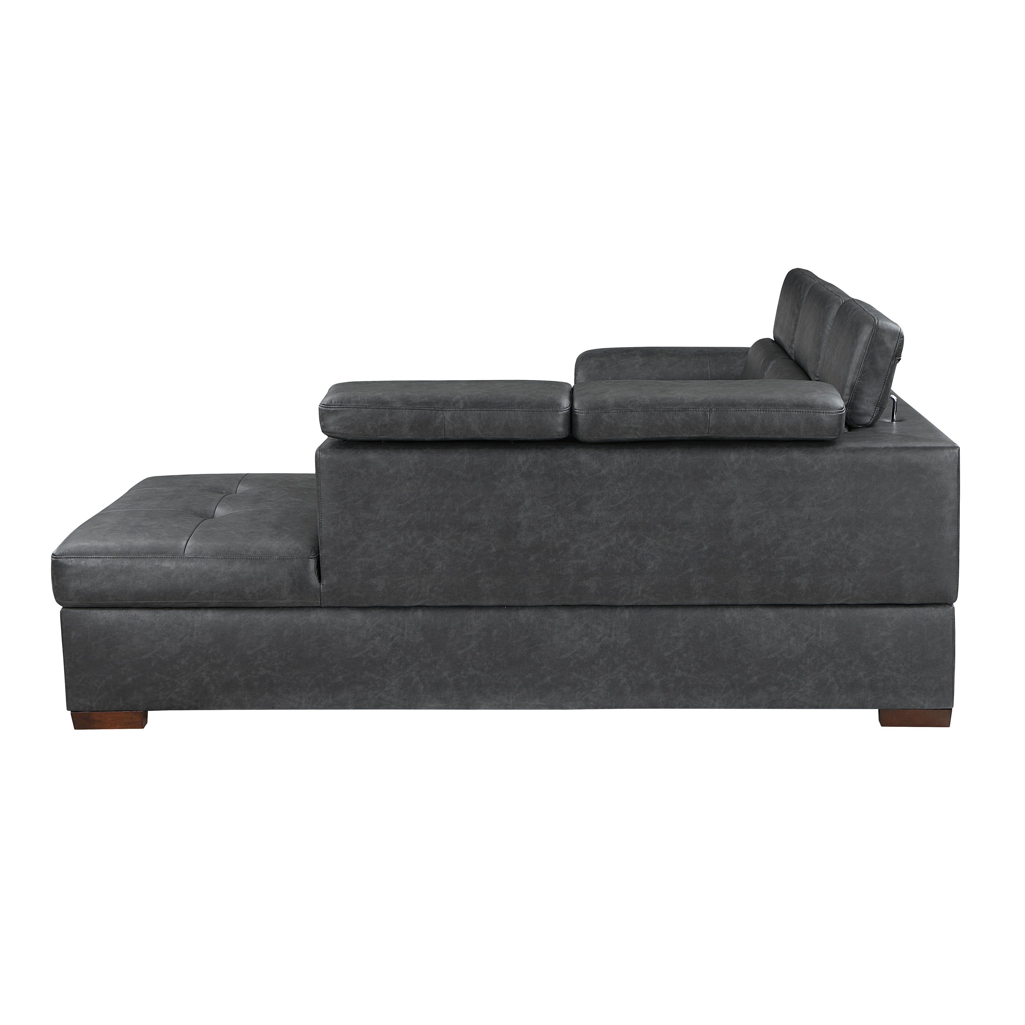 8567GY*SC (2)2-Piece Sectional with Pull-out Bed and Right Chaise with Hidden Storage, Adjustable Headrests - 8567GY*SC - Bien Home Furniture & Electronics
