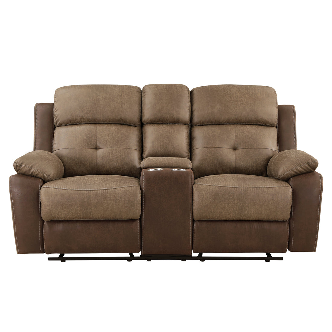 8599BR-2 Double Glider Reclining Love Seat with Center Console - 8599BR-2 - Bien Home Furniture &amp; Electronics