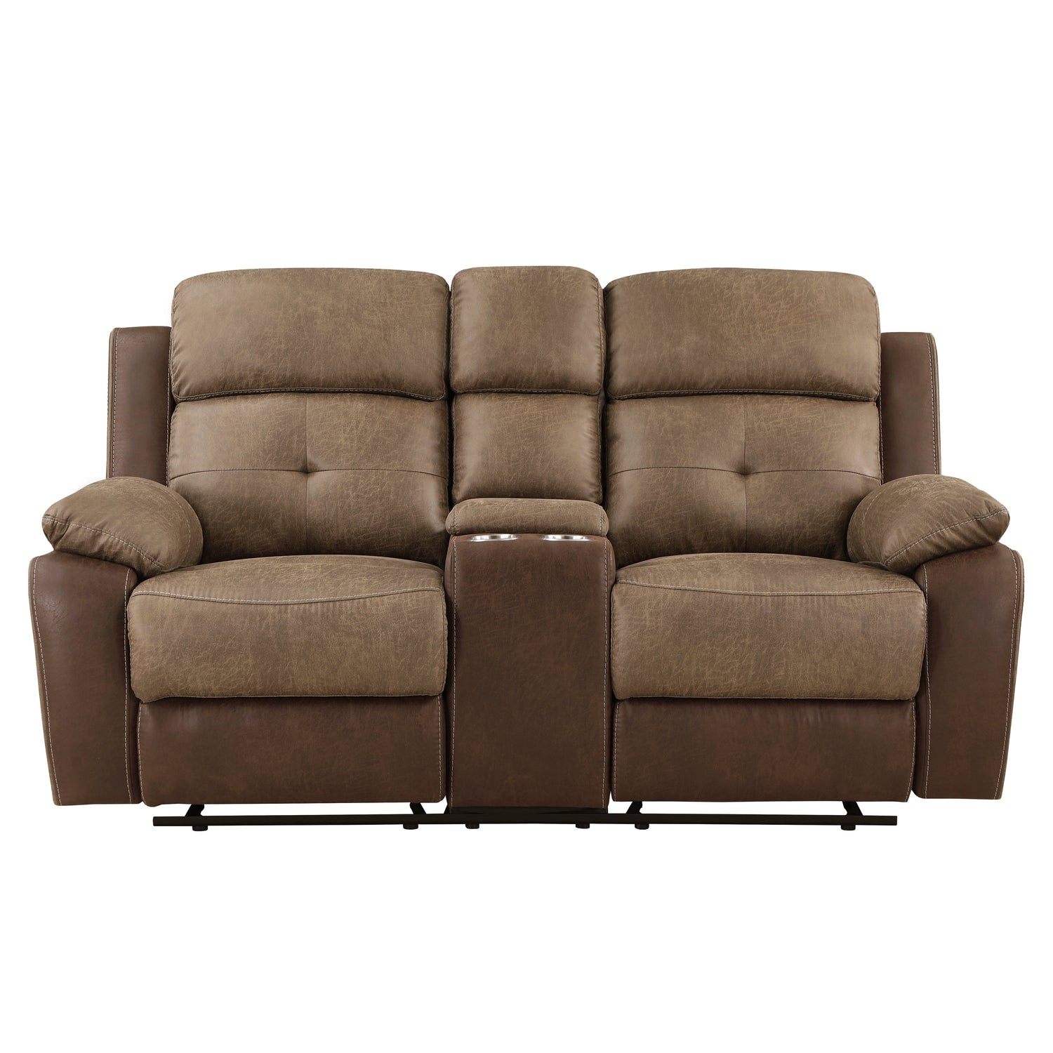 8599BR-2 Double Glider Reclining Love Seat with Center Console - 8599BR-2 - Bien Home Furniture & Electronics