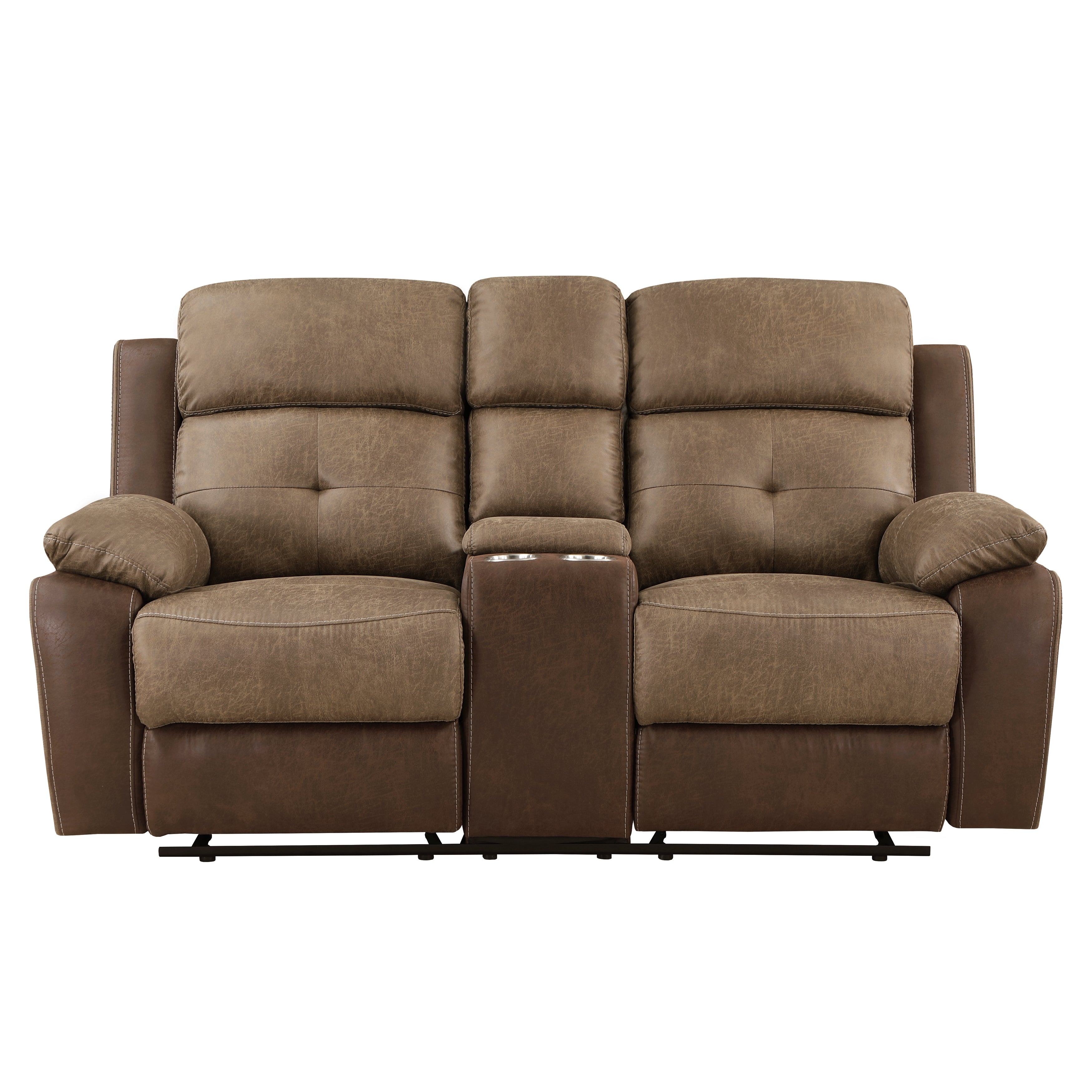 8599BR-2 Double Glider Reclining Love Seat with Center Console - 8599BR-2 - Bien Home Furniture & Electronics