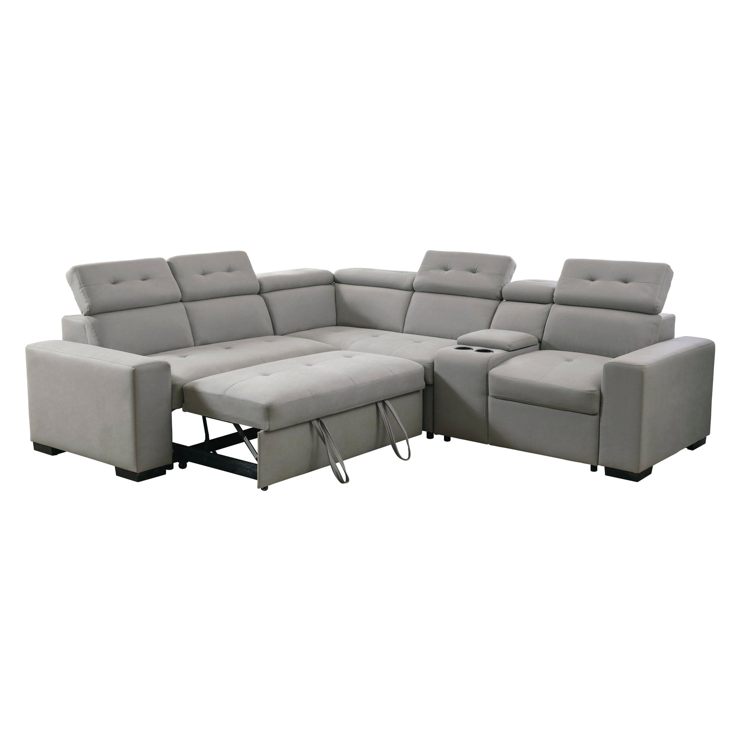 9219GY*SC (3)3-Piece Sectional with Adjustable Headrests, Pull-out Bed and Console - 9219GY*SC - Bien Home Furniture & Electronics