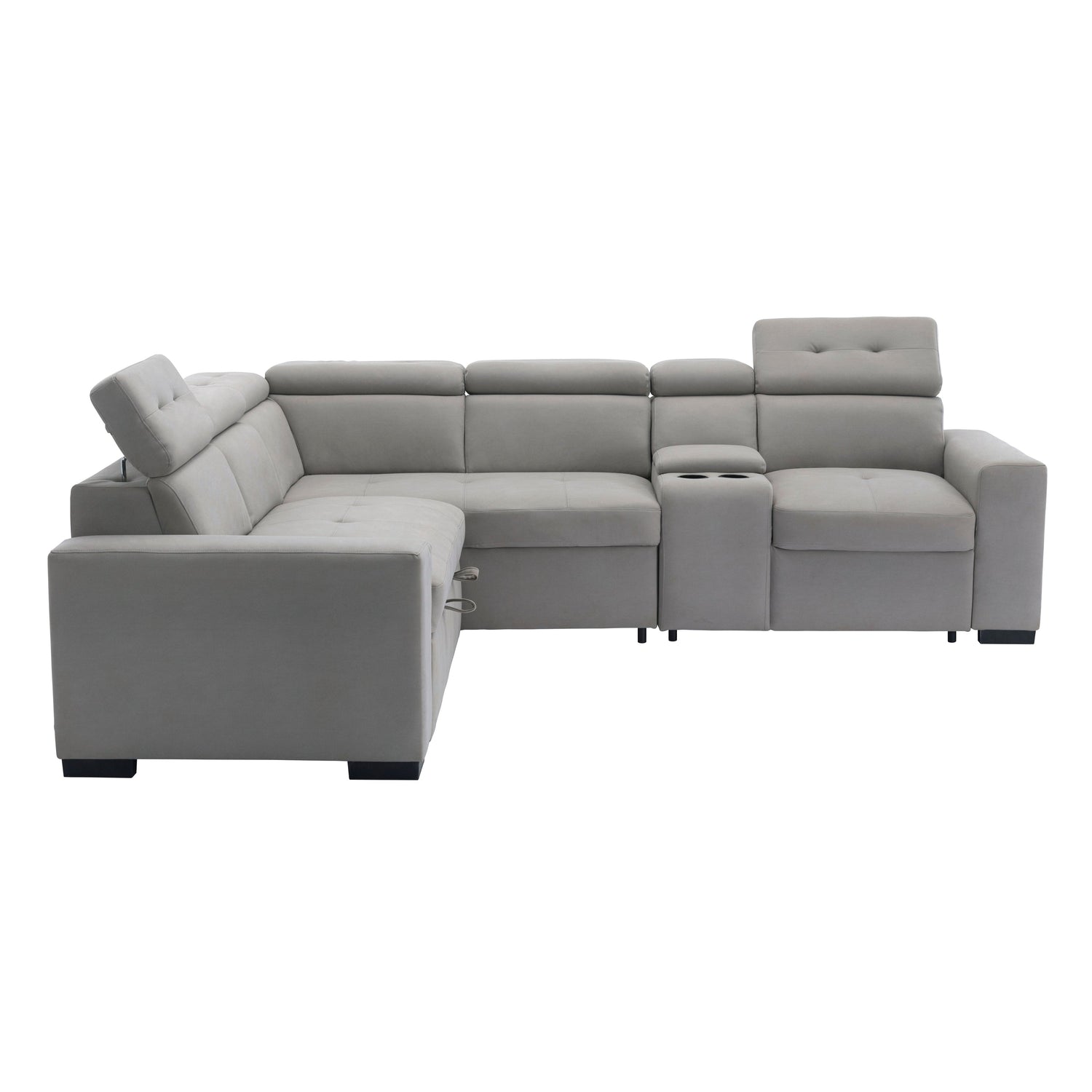 9219GY*SC (3)3-Piece Sectional with Adjustable Headrests, Pull-out Bed and Console - 9219GY*SC - Bien Home Furniture & Electronics