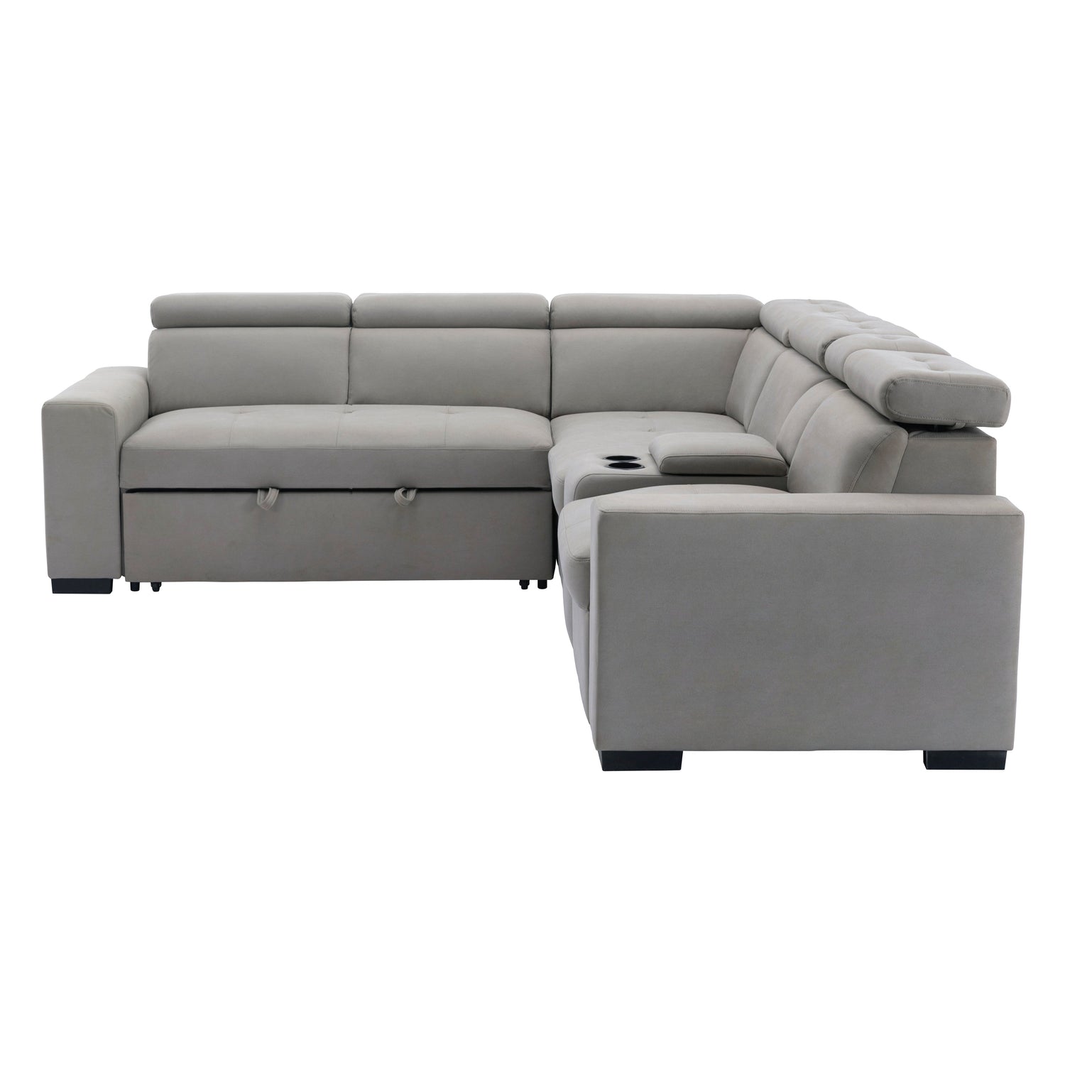 9219GY*SC (3)3-Piece Sectional with Adjustable Headrests, Pull-out Bed and Console - 9219GY*SC - Bien Home Furniture & Electronics