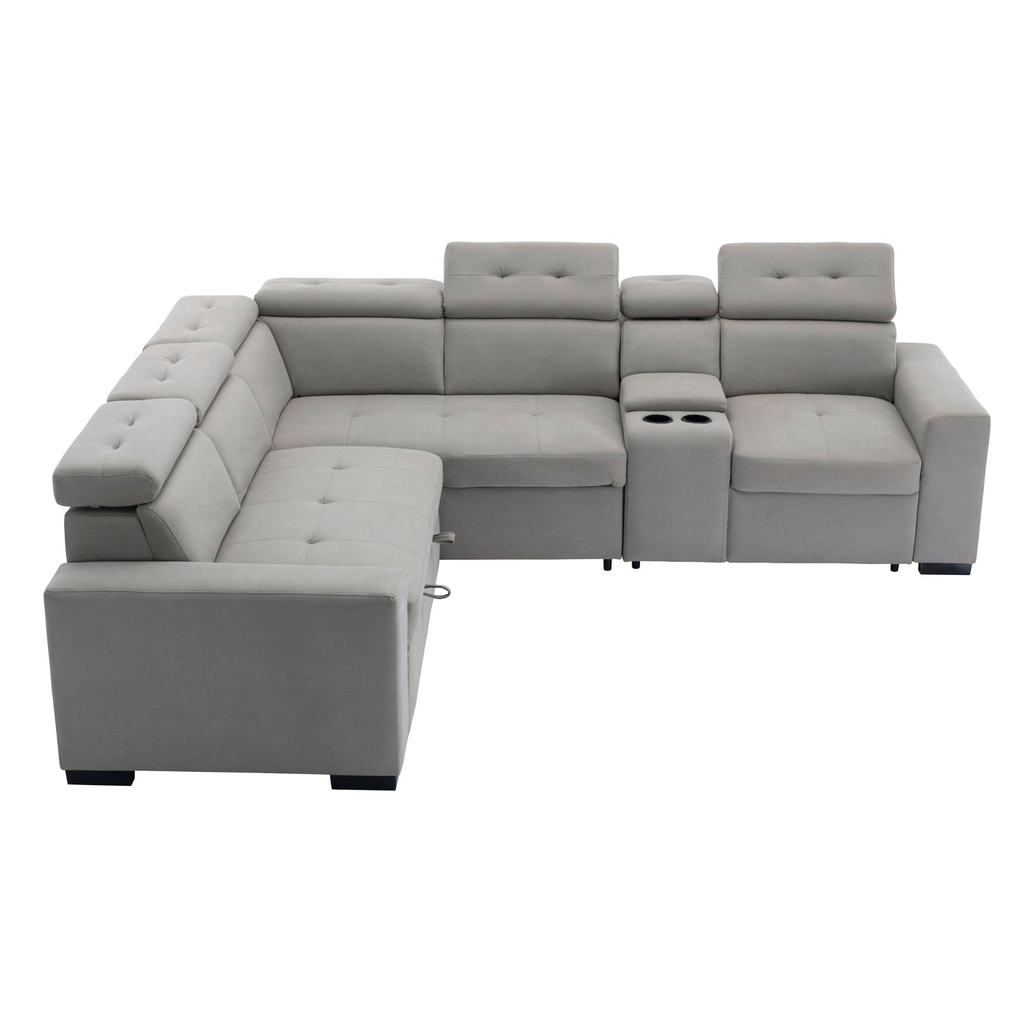 9219GY*SC (3)3-Piece Sectional with Adjustable Headrests, Pull-out Bed and Console - 9219GY*SC - Bien Home Furniture & Electronics