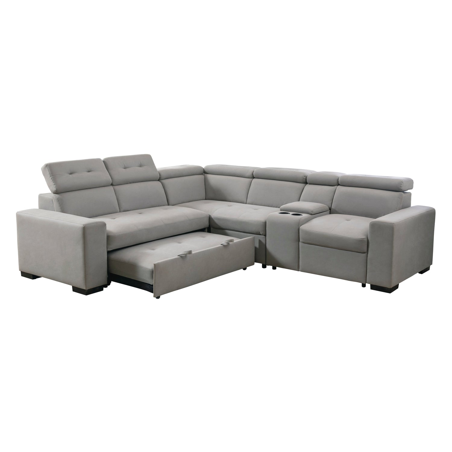 9219GY*SC (3)3-Piece Sectional with Adjustable Headrests, Pull-out Bed and Console - 9219GY*SC - Bien Home Furniture & Electronics
