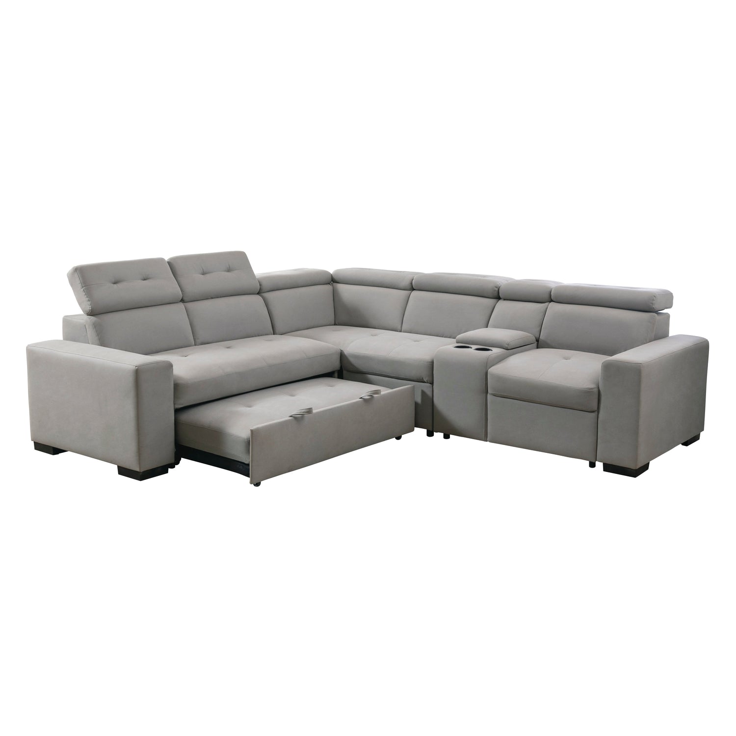 9219GY*SC (3)3-Piece Sectional with Adjustable Headrests, Pull-out Bed and Console - 9219GY*SC - Bien Home Furniture &amp; Electronics