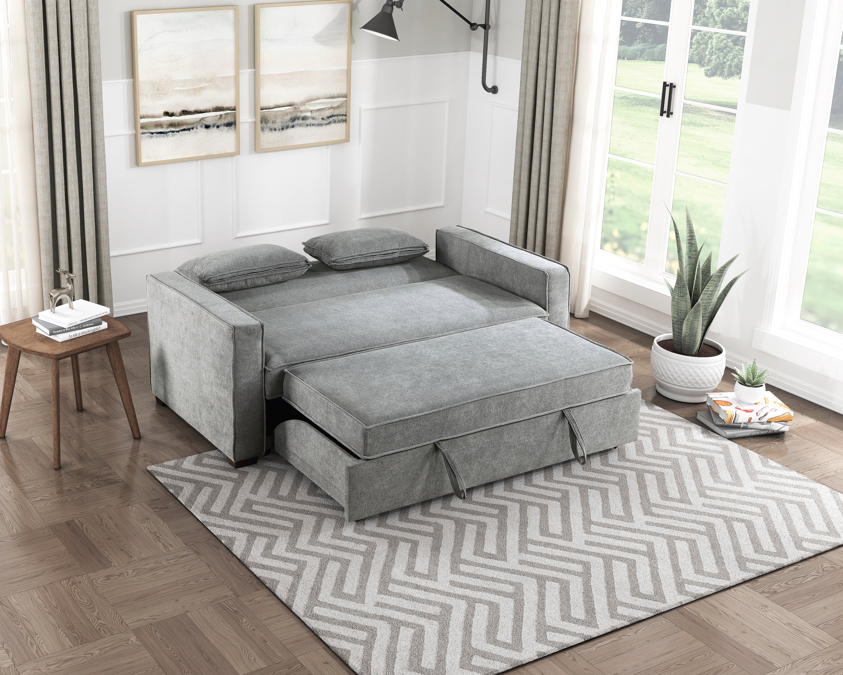 9238GY-3CL Convertible Studio Sofa with Pull-out Bed - 9238GY-3CL - Bien Home Furniture & Electronics