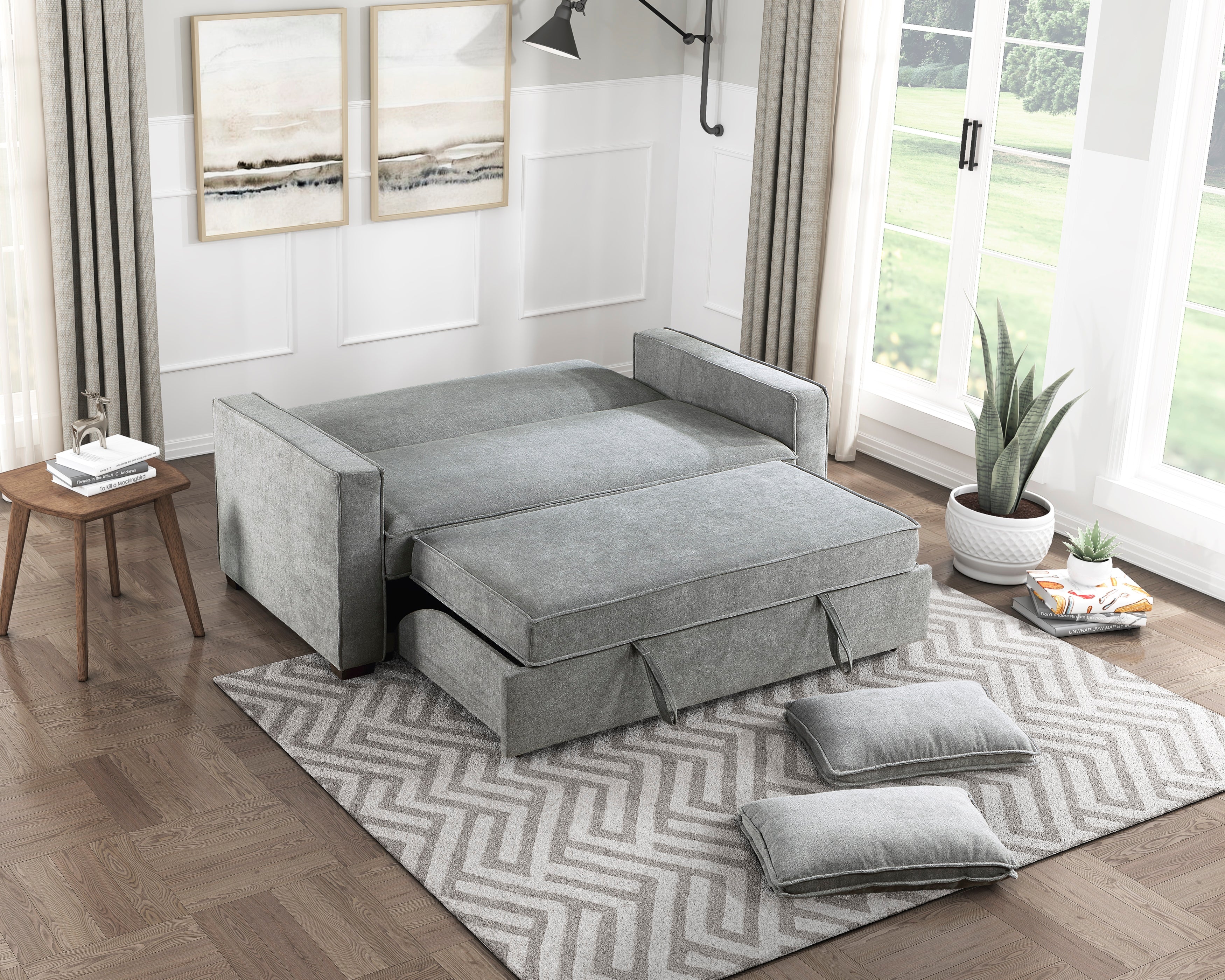 9238GY-3CL Convertible Studio Sofa with Pull-out Bed - 9238GY-3CL - Bien Home Furniture & Electronics