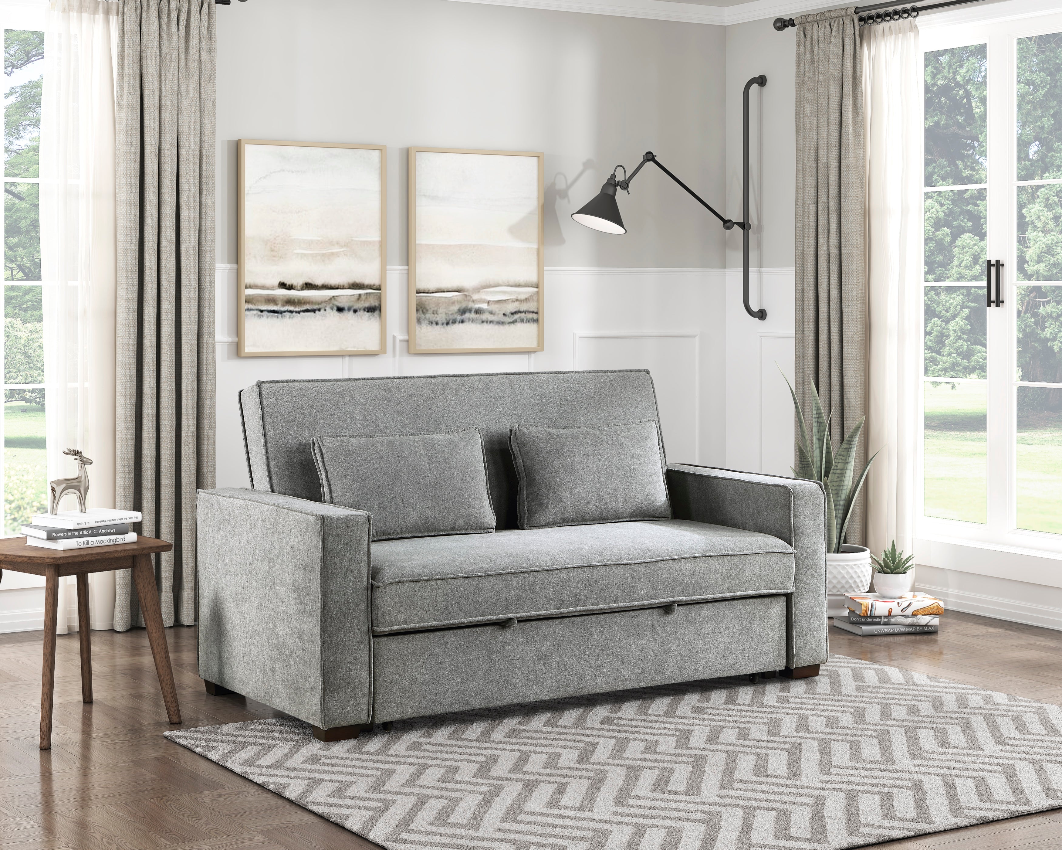 9238GY-3CL Convertible Studio Sofa with Pull-out Bed - 9238GY-3CL - Bien Home Furniture & Electronics