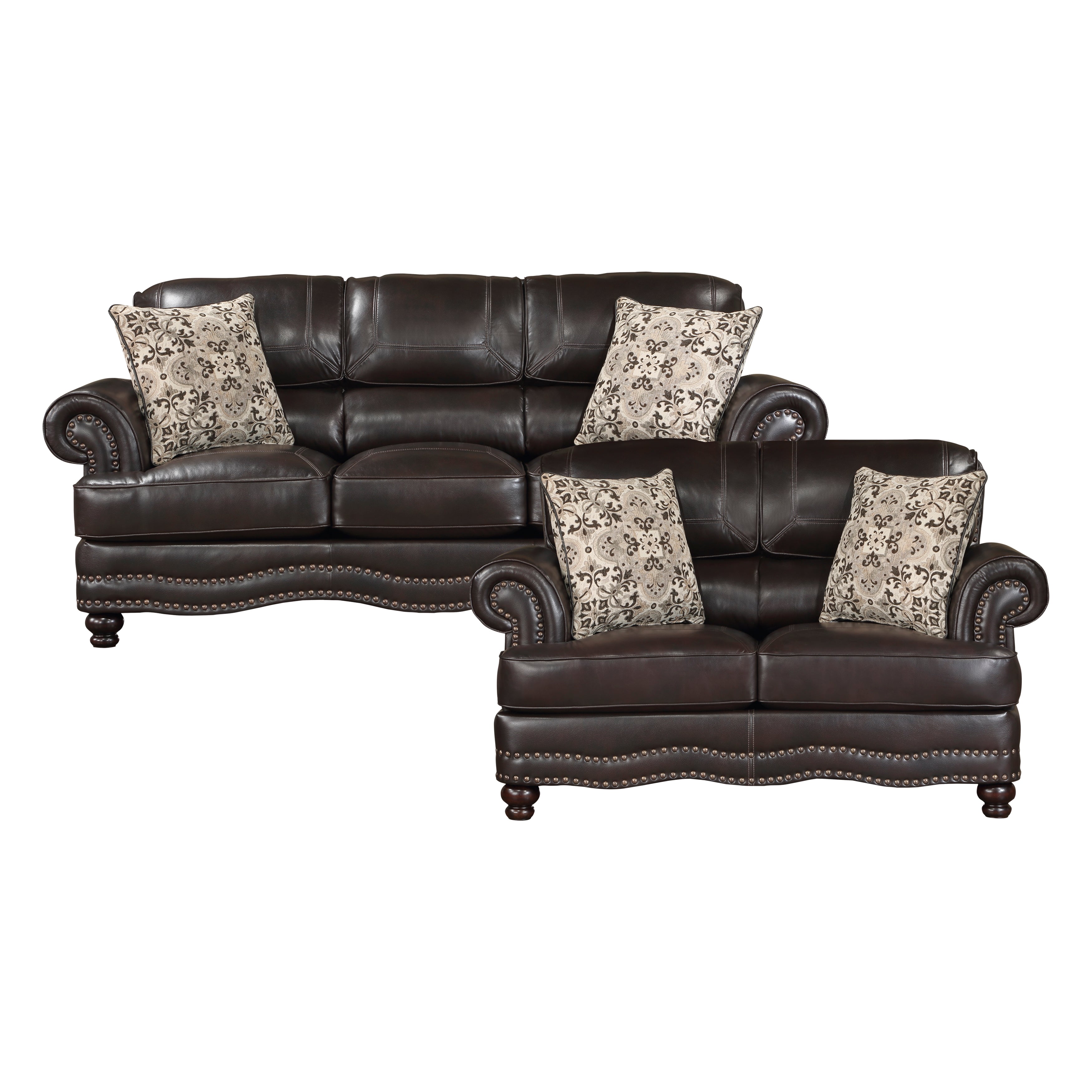 9268BRW*2 2pc Set: Sofa, Love - 9268BRW*2 - Bien Home Furniture & Electronics