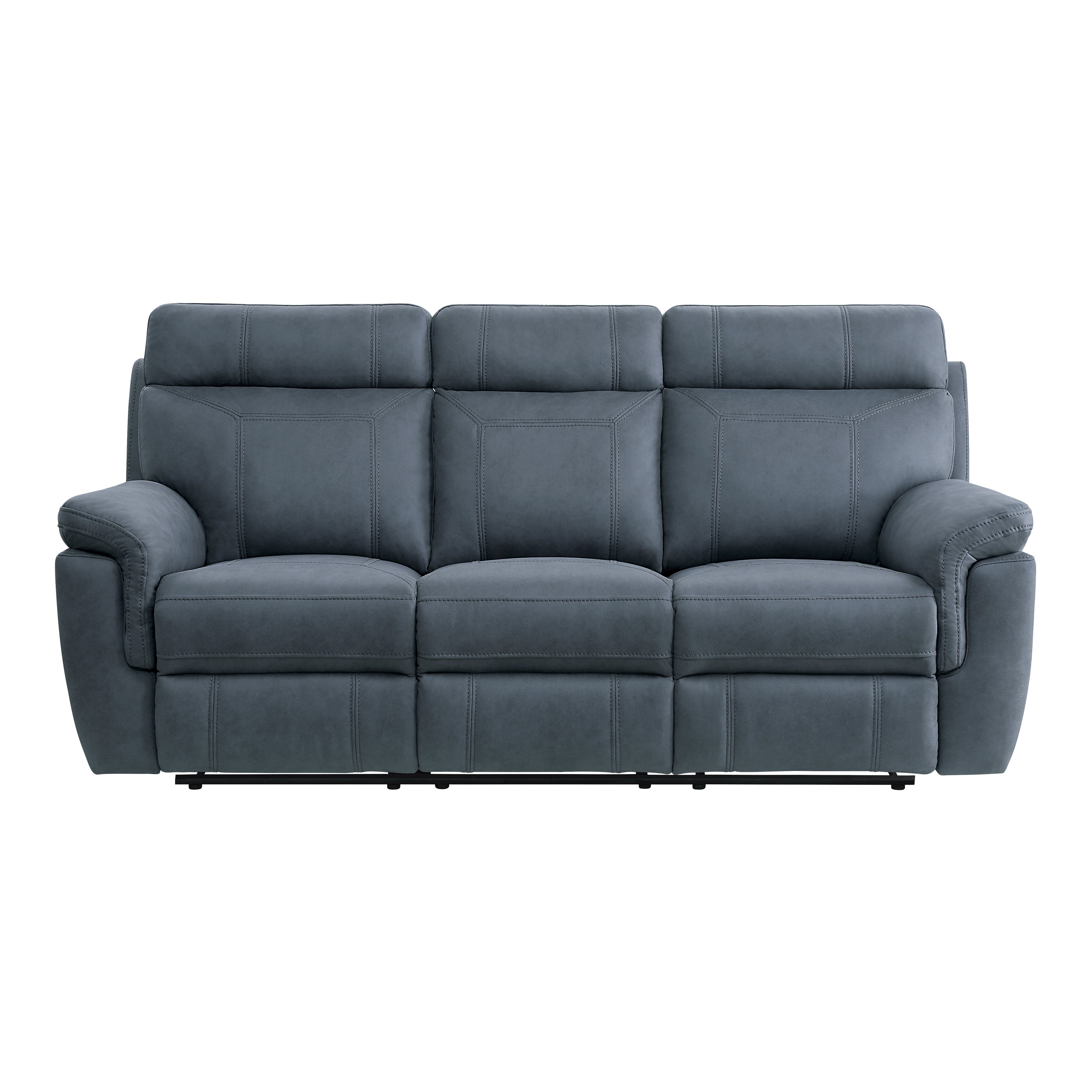 9301BUE-3 Double Reclining Sofa with Center Drop-Down Cup Holders - 9301BUE-3 - Bien Home Furniture & Electronics