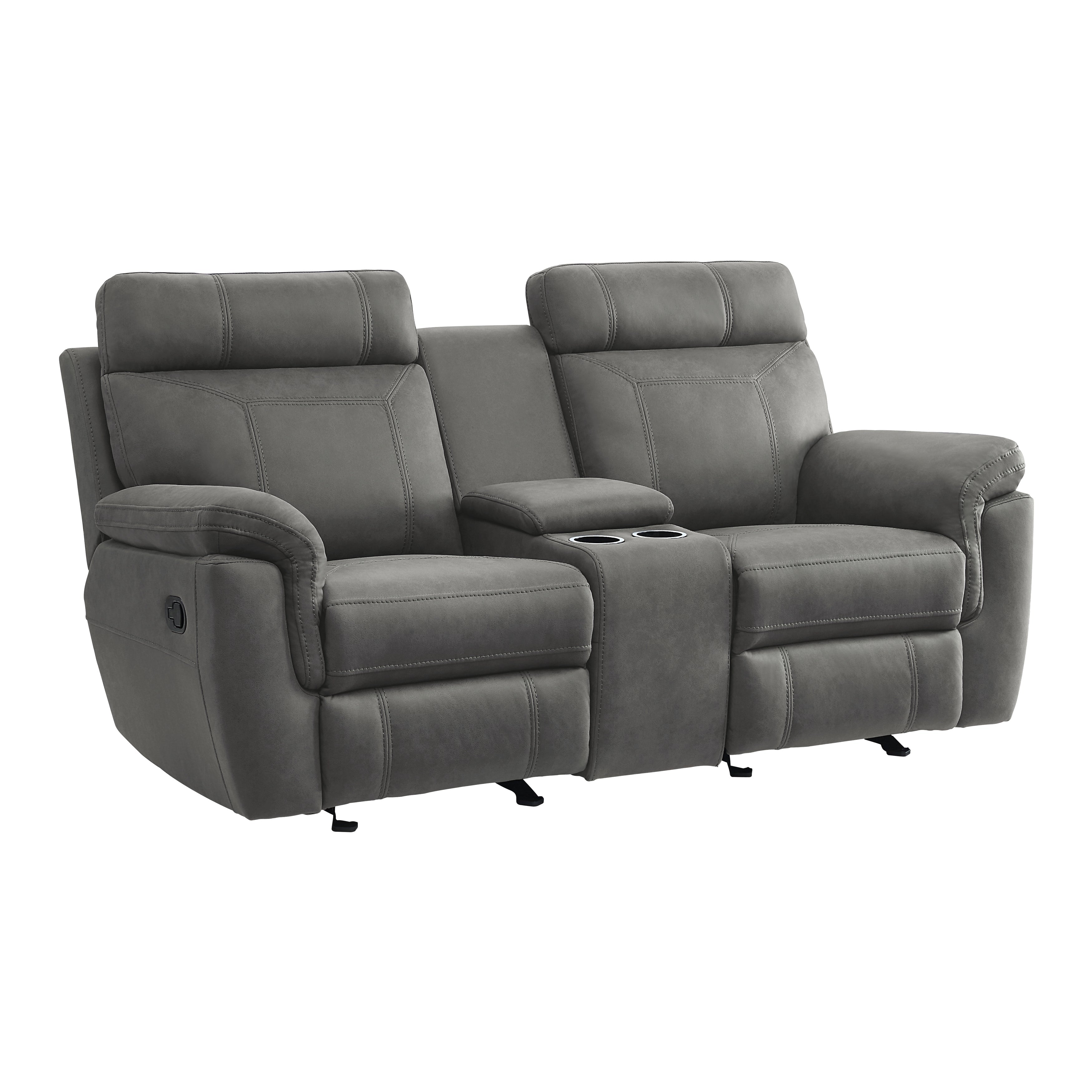9301GRY-2 Double Glider Reclining Love Seat with Center Console - 9301GRY-2 - Bien Home Furniture & Electronics