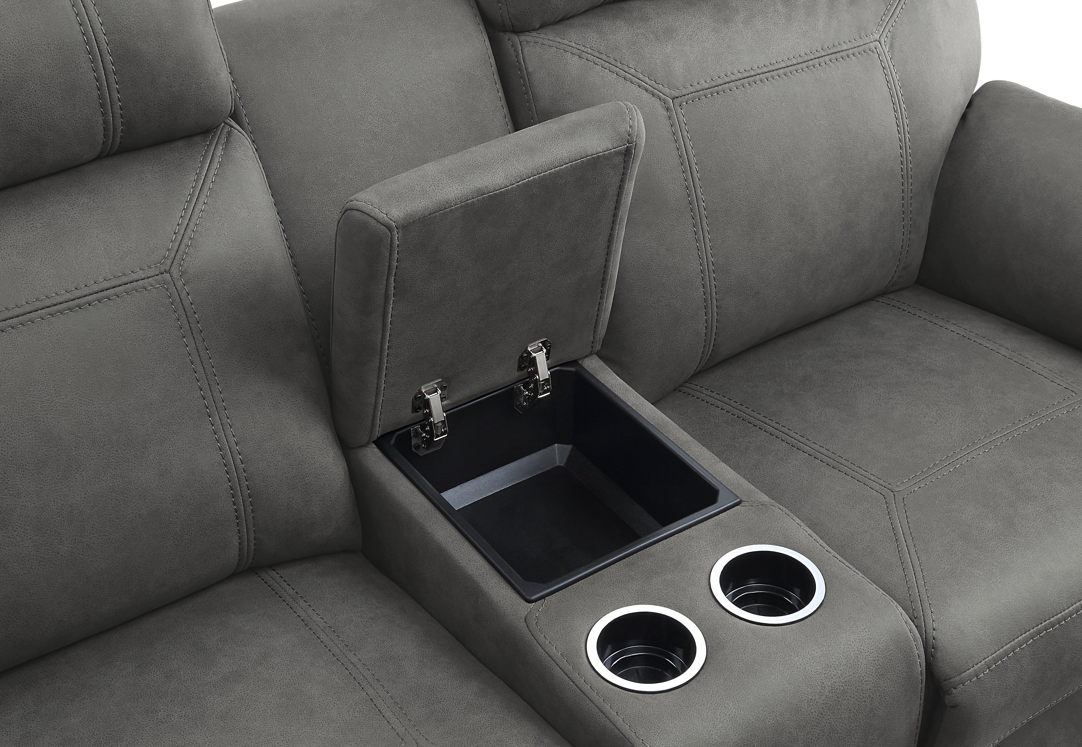 9301GRY-2 Double Glider Reclining Love Seat with Center Console - 9301GRY-2 - Bien Home Furniture & Electronics