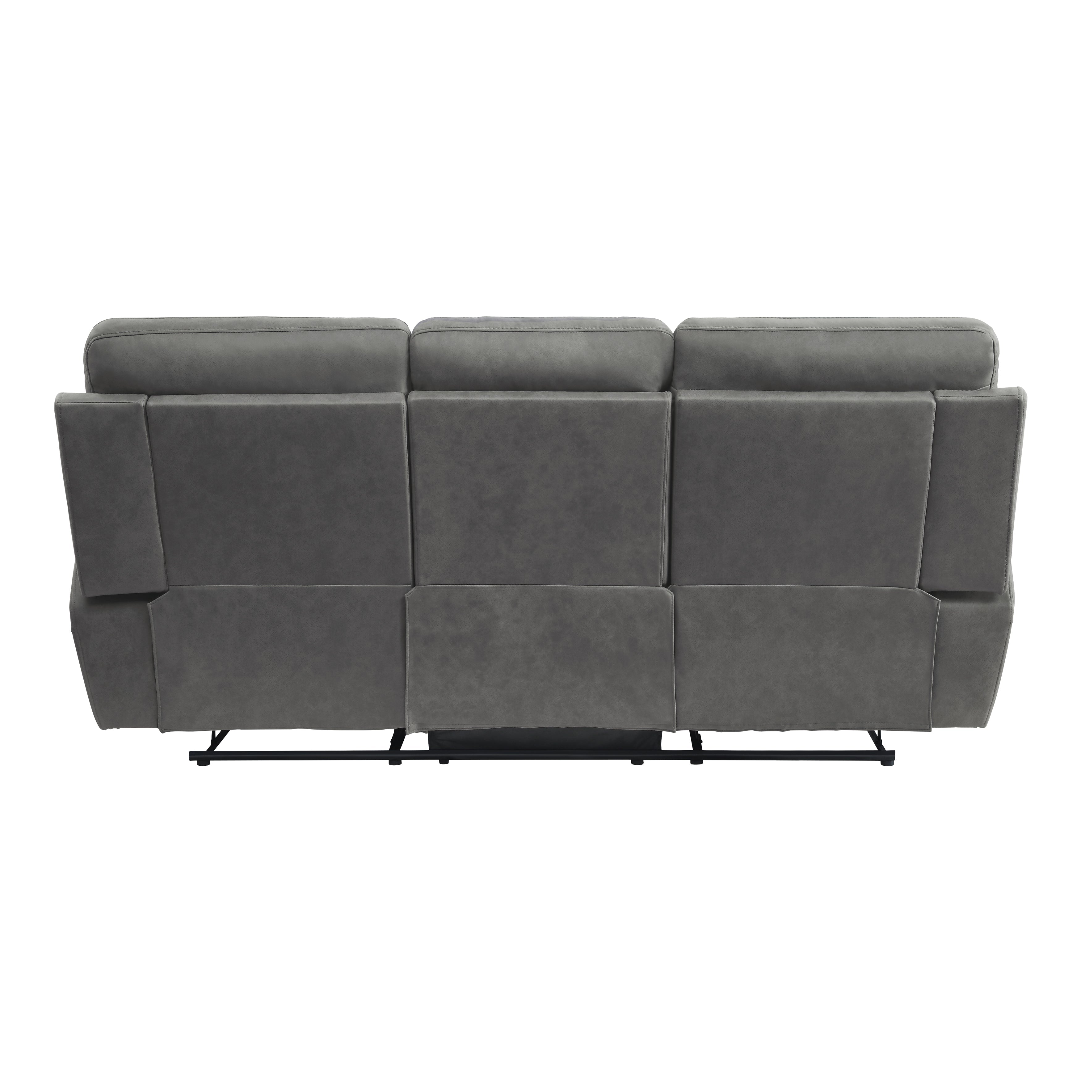 9301GRY-3 Double Reclining Sofa with Center Drop-Down Cup Holders - 9301GRY-3 - Bien Home Furniture & Electronics